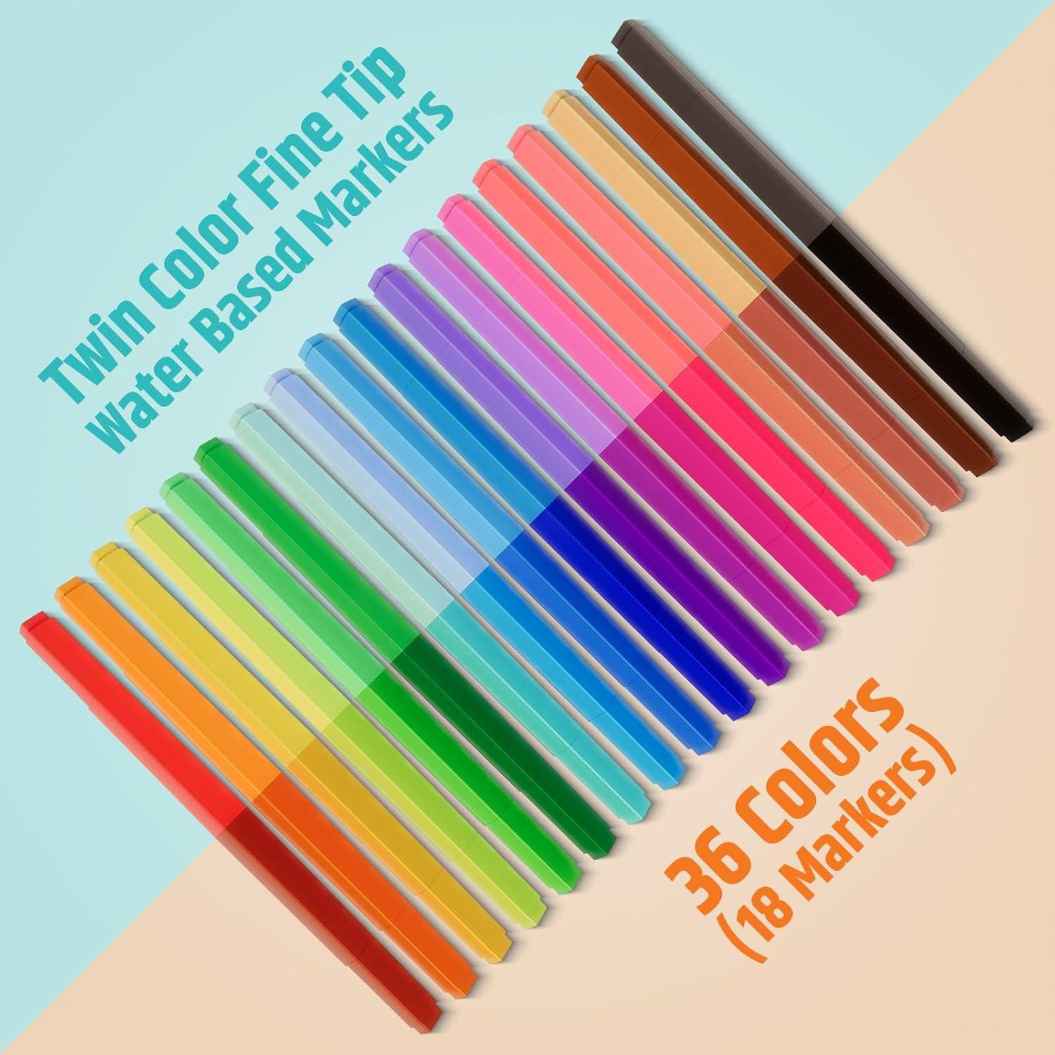 36 Colores Marcadores Doble Cara INNMUSE Lavables No Tóxicos