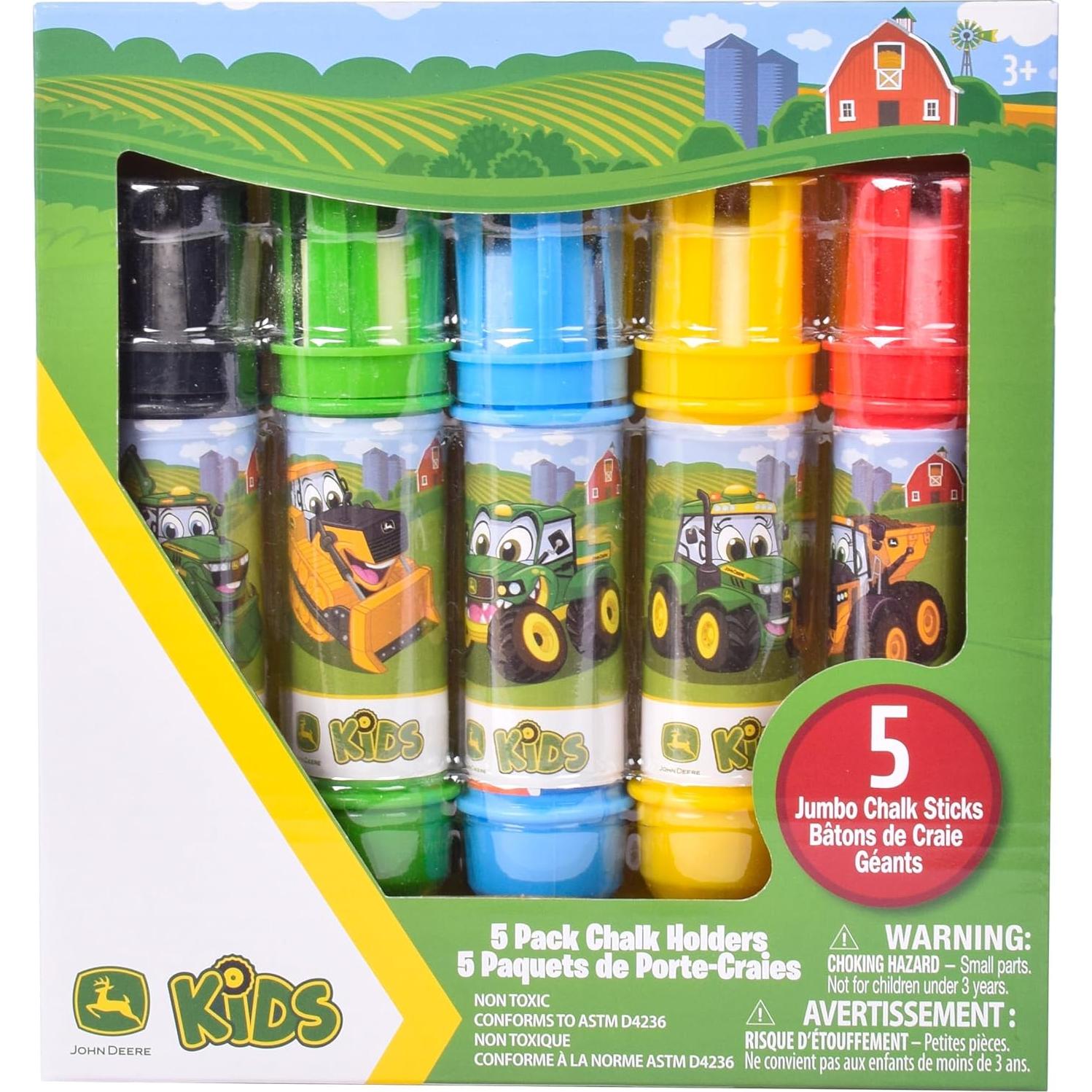 Soportes de Tiza Lavables John Deere - 5 Colores Jumbo - Juguete Creativo
