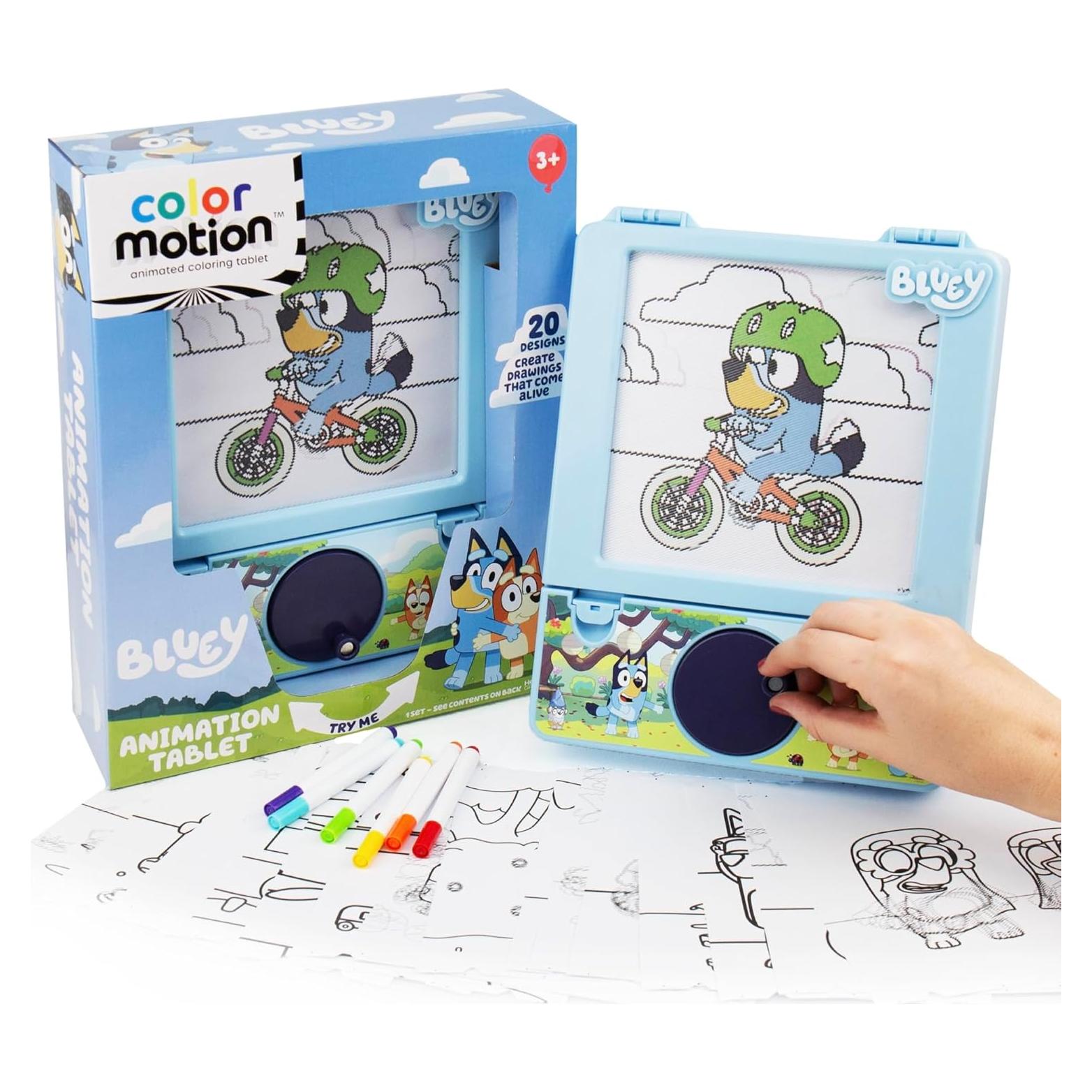 Tableta de Animación en Movimiento Bluey - 20 Diseños y Marcadores