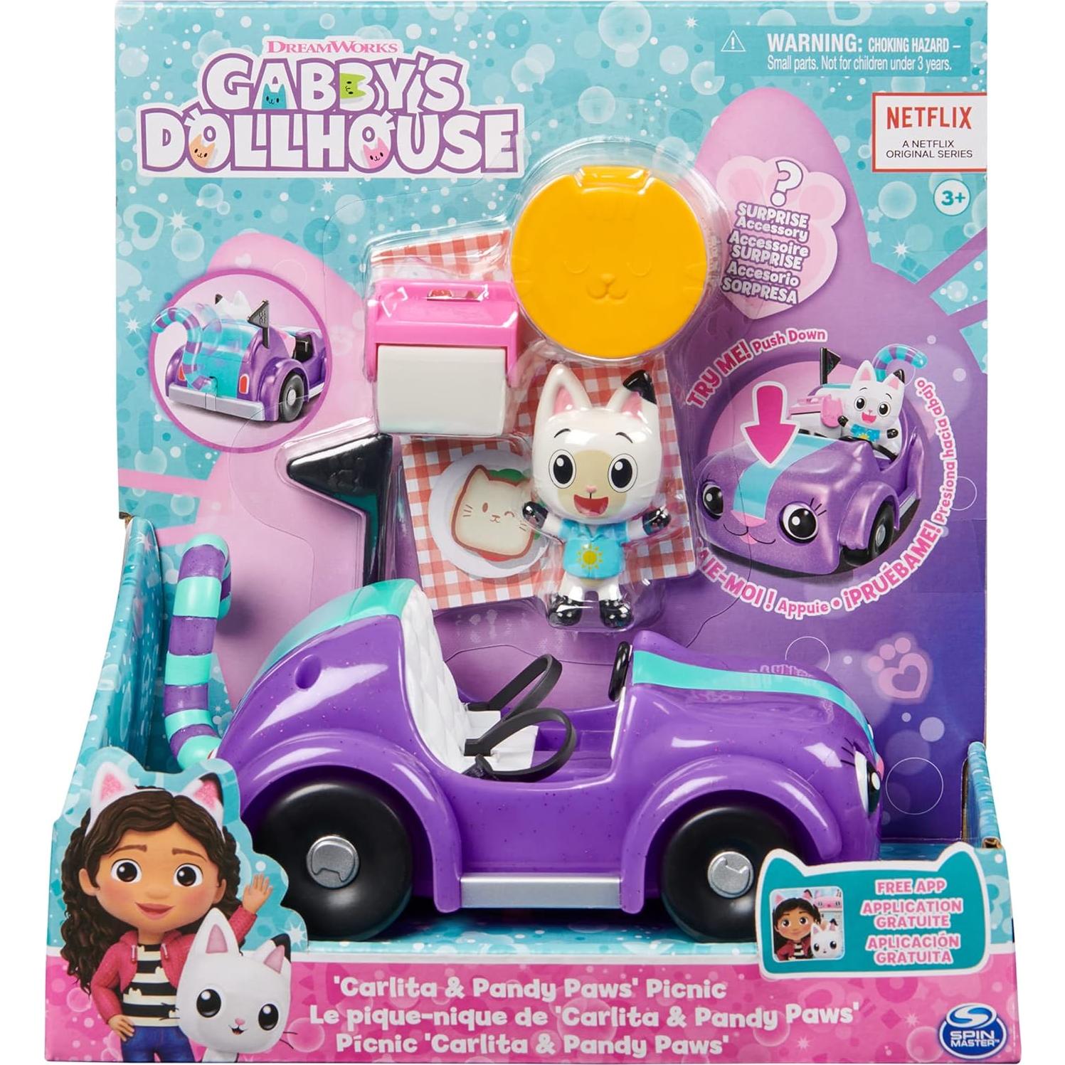 Coche de Carlita Gabby's Dollhouse con Pandi Panda y accesorios