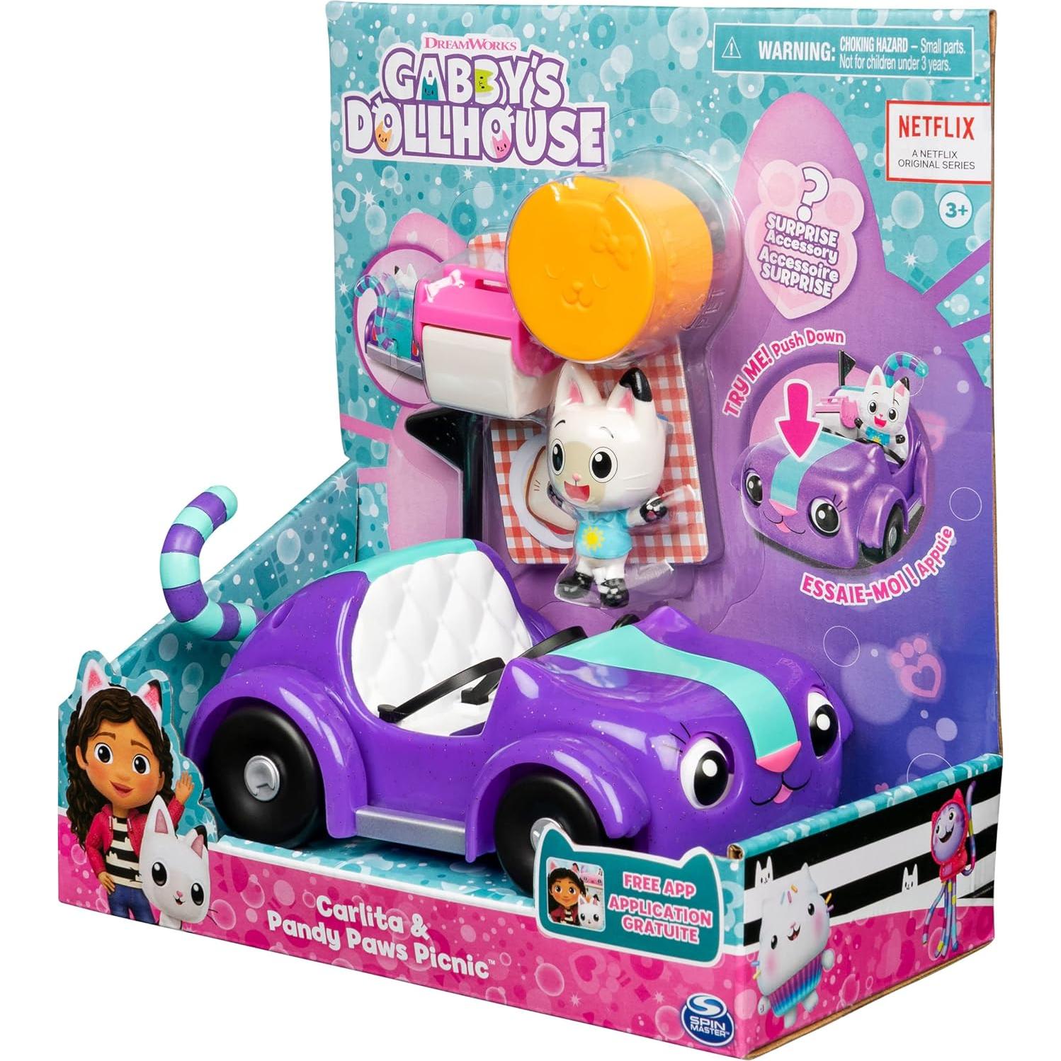 Coche de Carlita Gabby's Dollhouse con Pandi Panda y accesorios