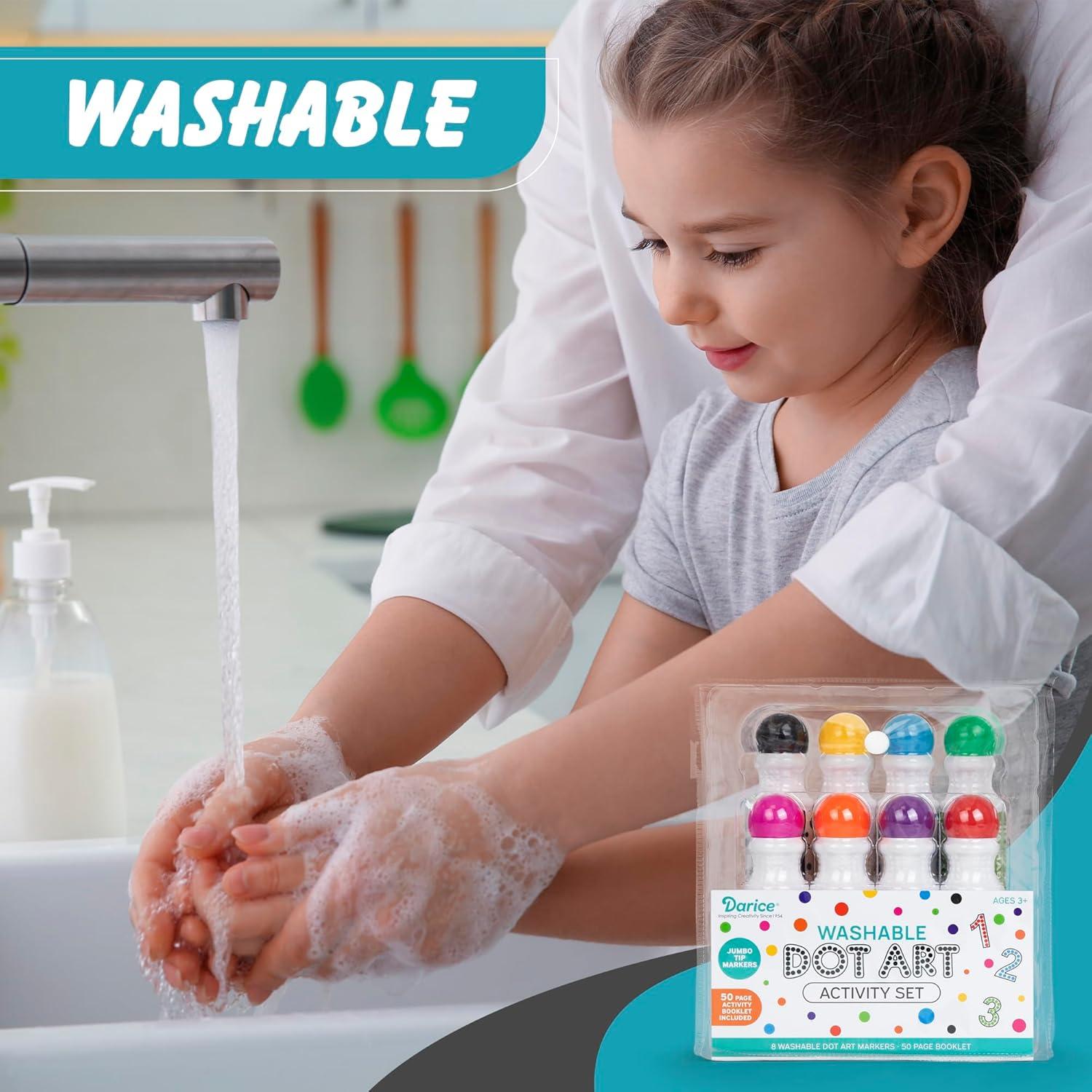 Set de Marcadores Lavables Darice para Niños - 8 Colores + Libro