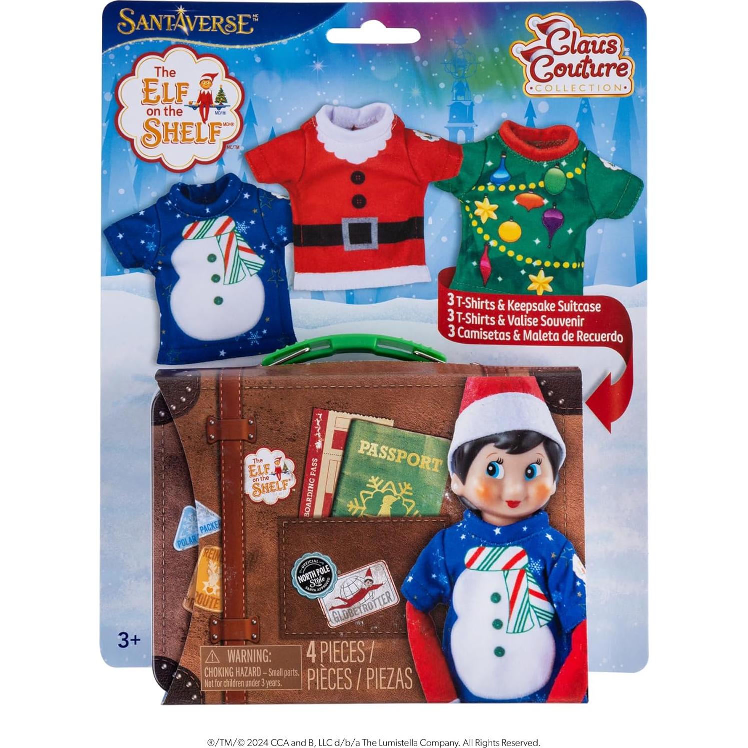 Conjunto de 3 camisetas festivas Claus Couture para elfo