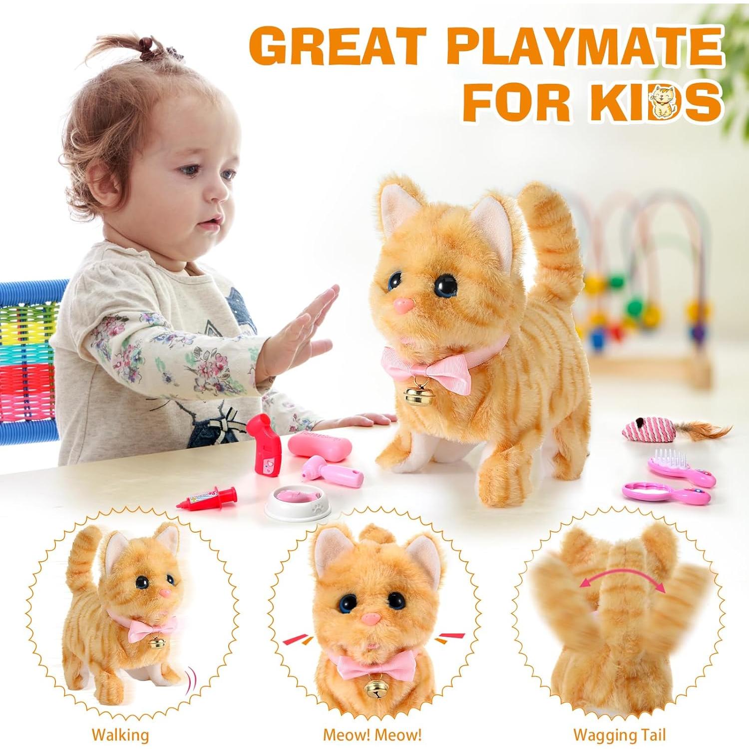 Robot Peluche Interactivo Gatito WorWoder Amarillo 21.8 cm