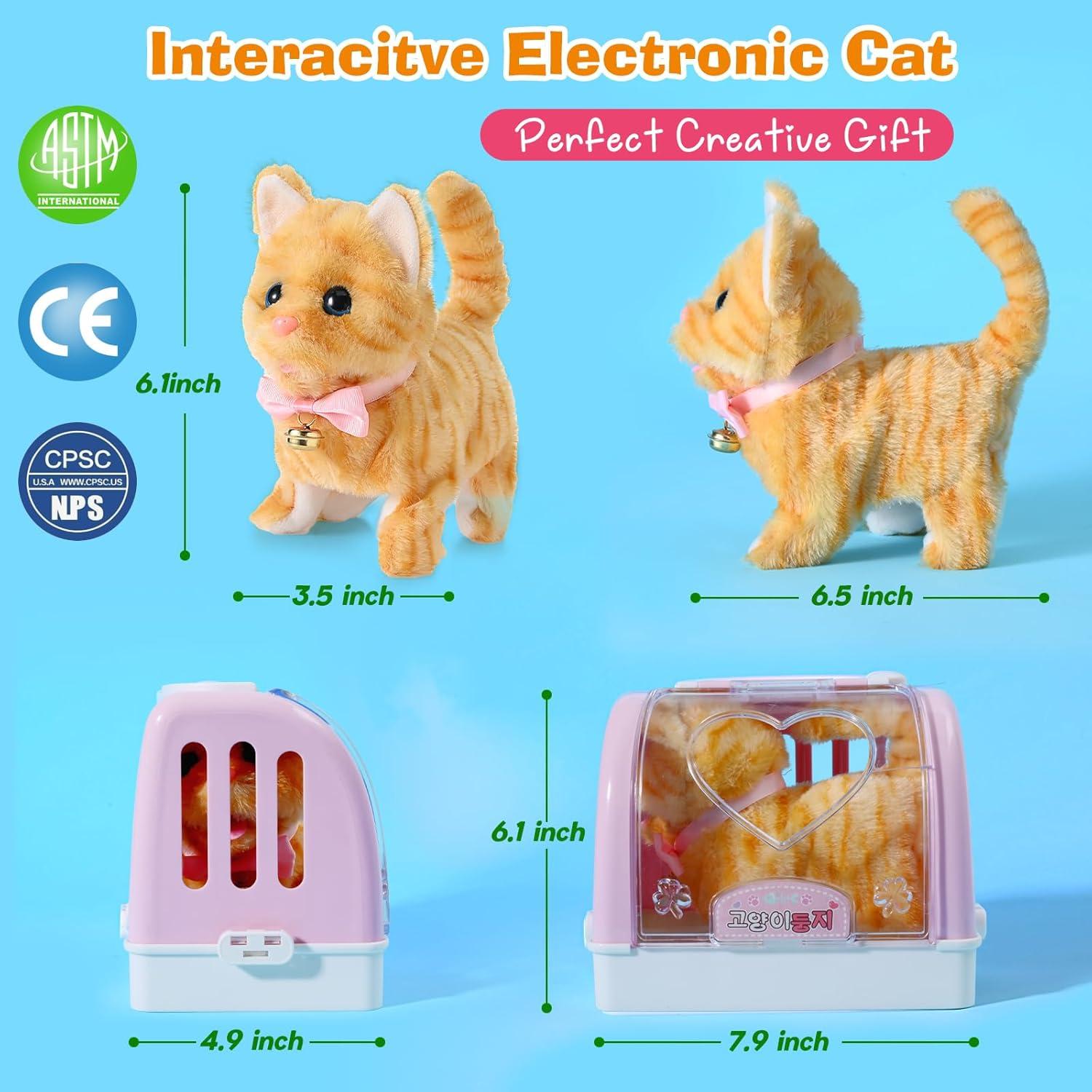 Robot Peluche Interactivo Gatito WorWoder Amarillo 21.8 cm