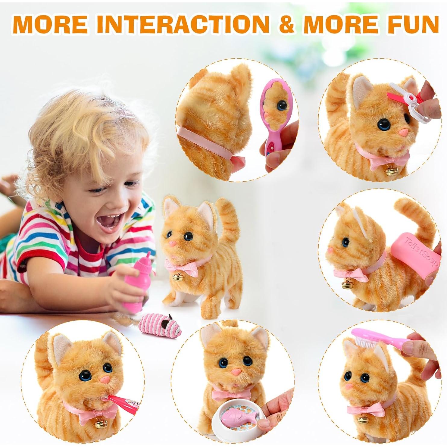 Robot Peluche Interactivo Gatito WorWoder Amarillo 21.8 cm