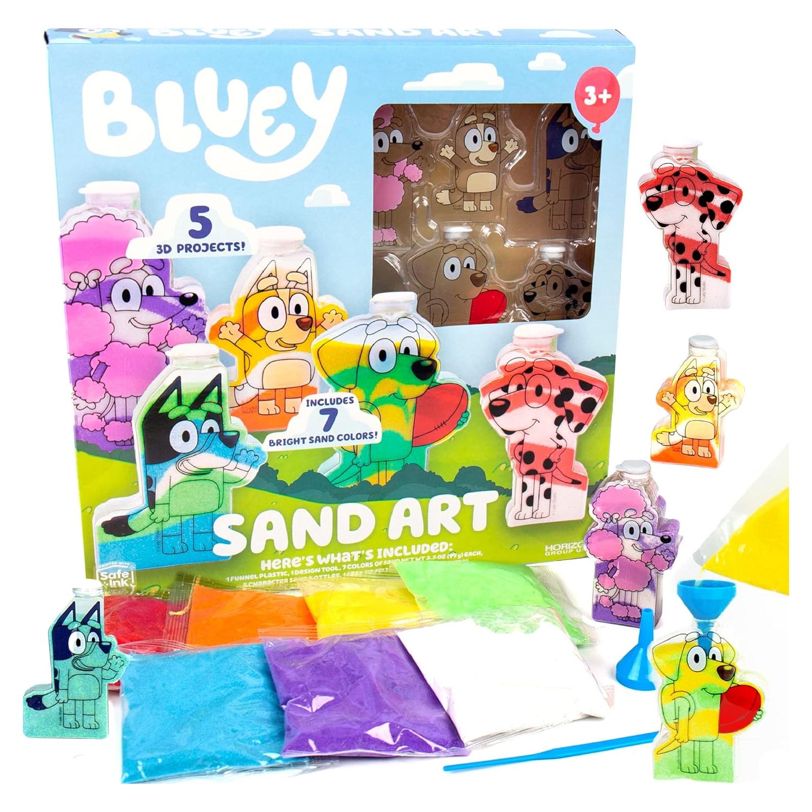 Kit de Arte de Arena Bluey - 5 Botellas y 7 Arenas de Colores