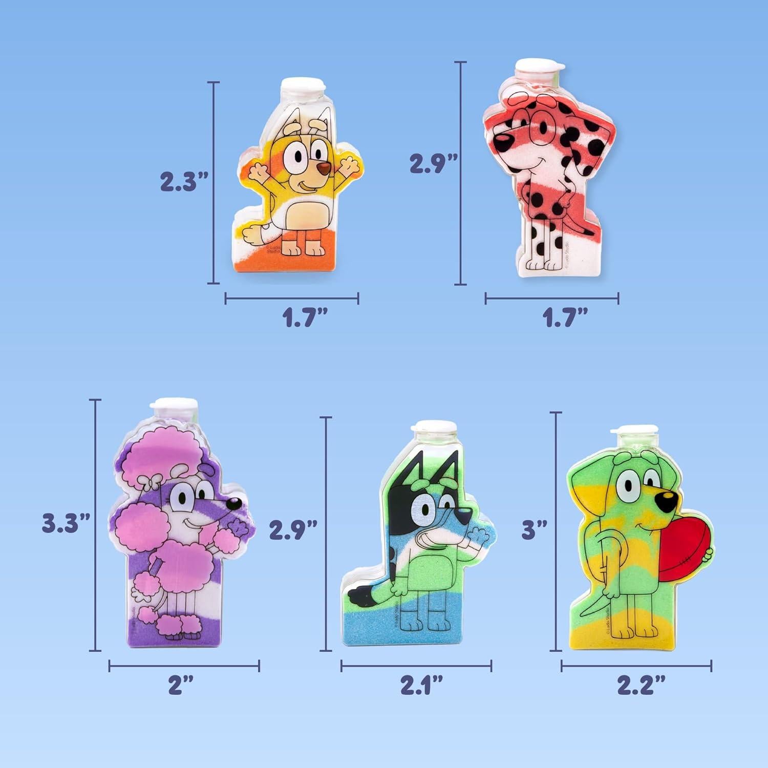 Kit de Arte de Arena Bluey - 5 Botellas y 7 Arenas de Colores