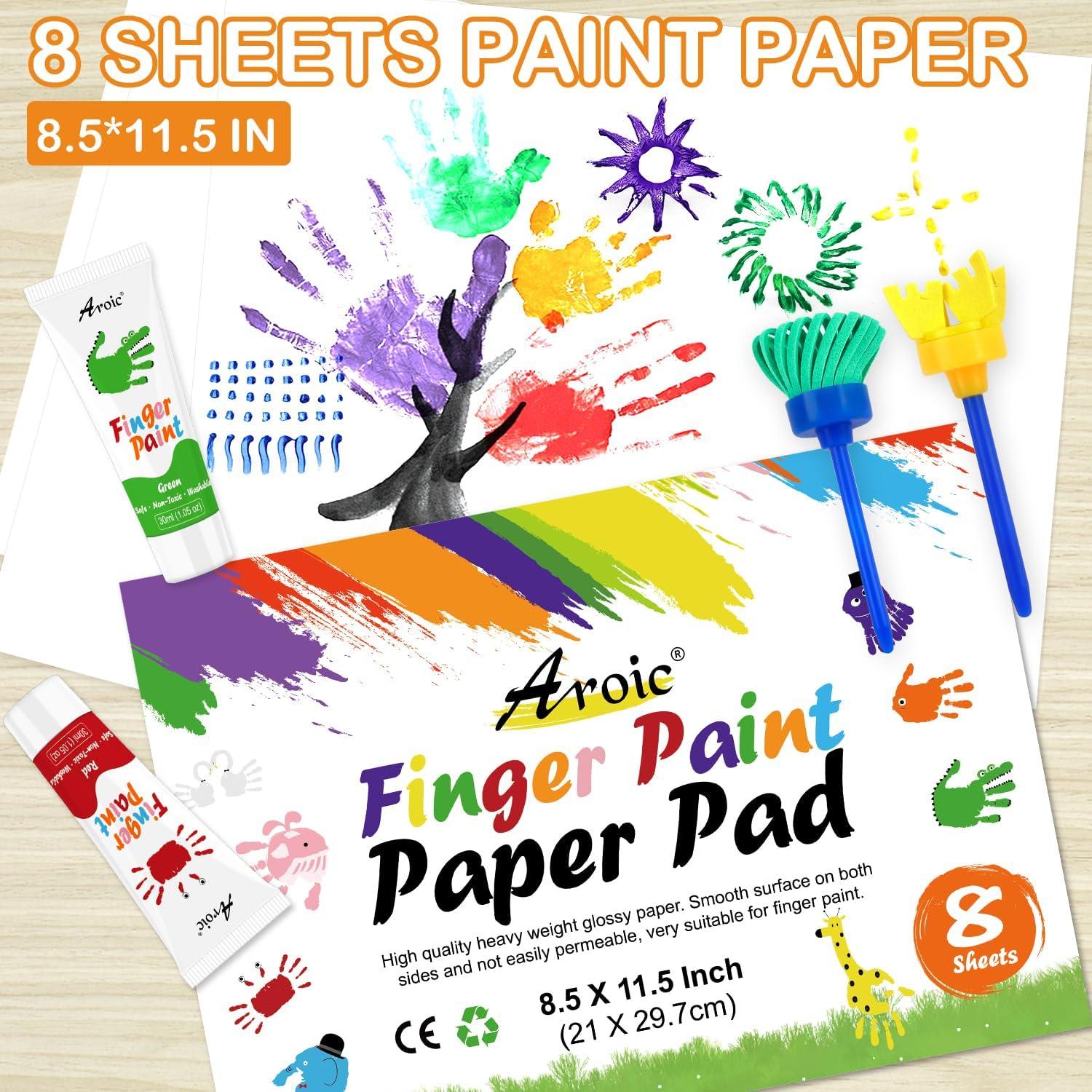 Juego de Pintura de Dedos AROIC 27 Piezas Lavable 8 Colores