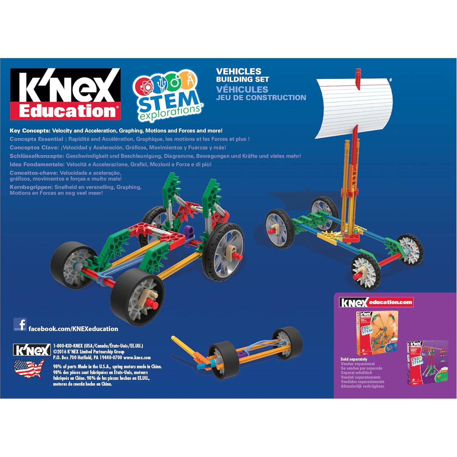 K'NEX Educación - Set de Construcción de Vehículos 130 Piezas