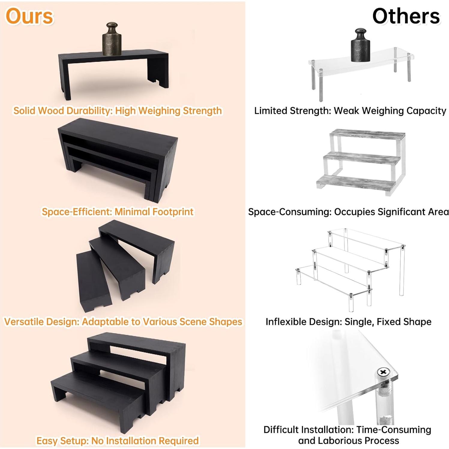 Juego de Soportes de Exhibición de Madera Varbonia - 6 Piezas
