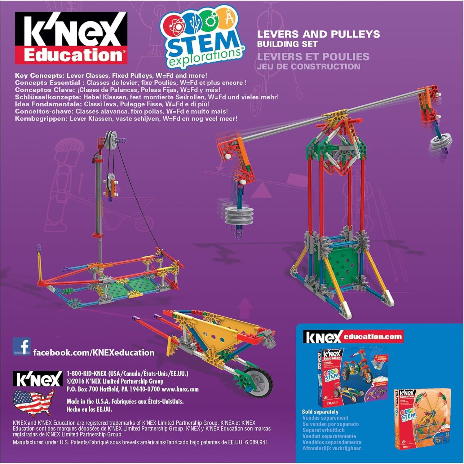 K'NEX Educación - Kit de Palancas y Poleas 130 Piezas 8+