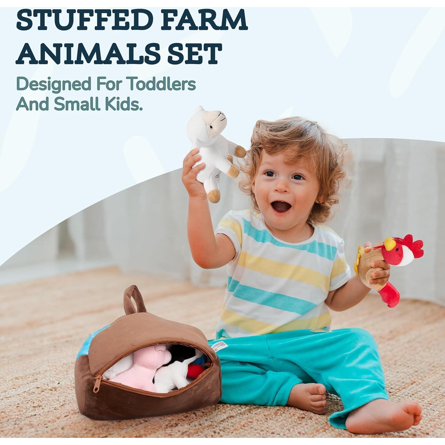 Conjunto de Juguete de Peluche Granja WOND - 4 Animales + Bolsa