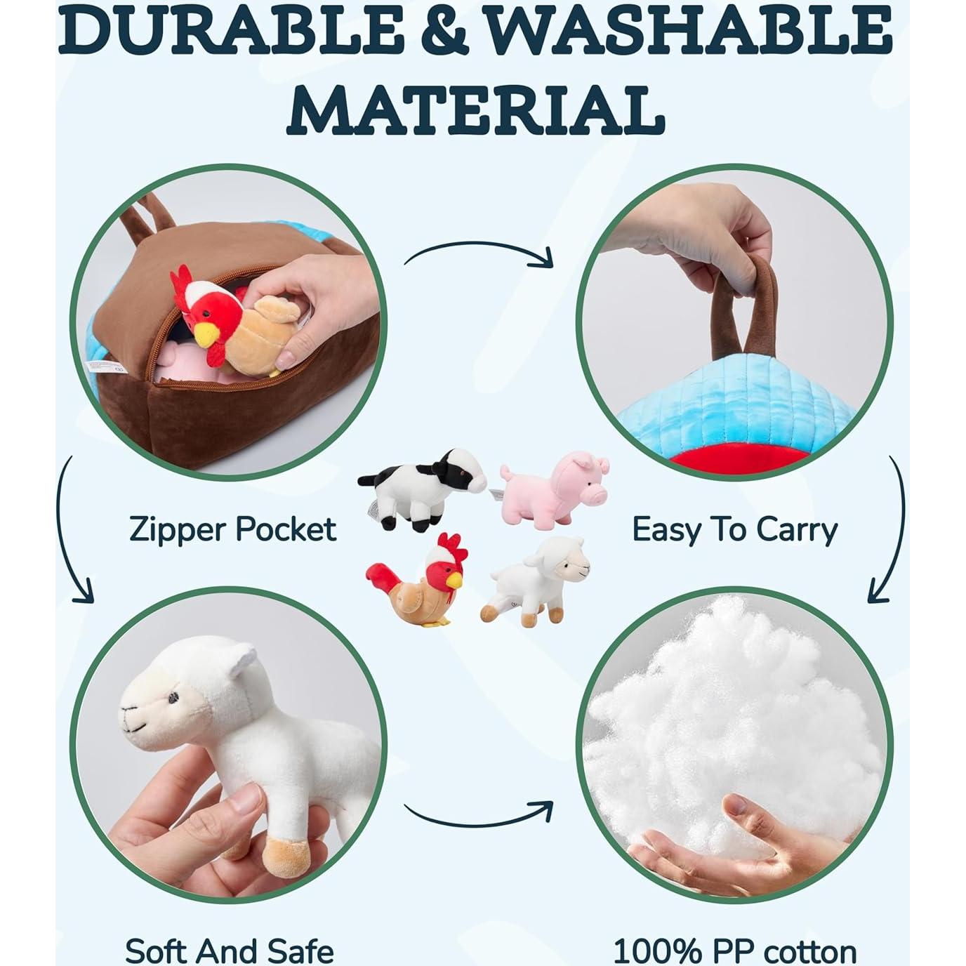 Conjunto de Juguete de Peluche Granja WOND - 4 Animales + Bolsa