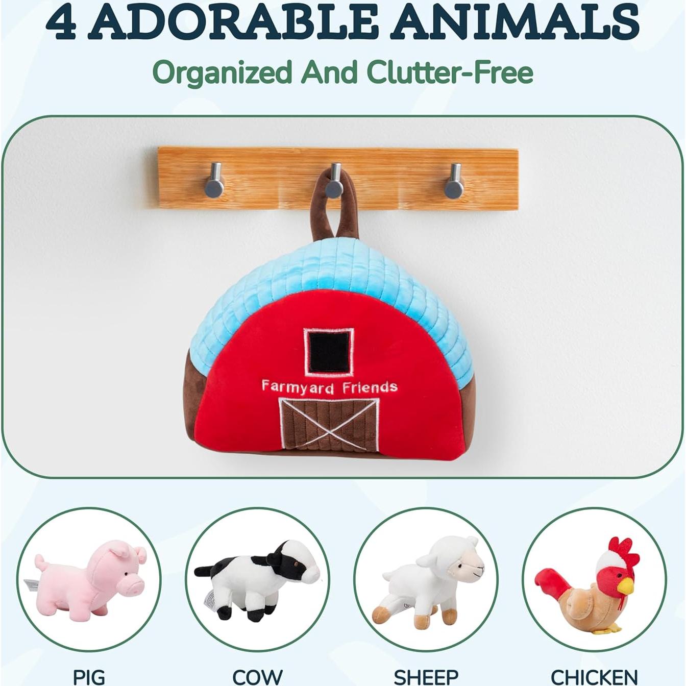 Conjunto de Juguete de Peluche Granja WOND - 4 Animales + Bolsa