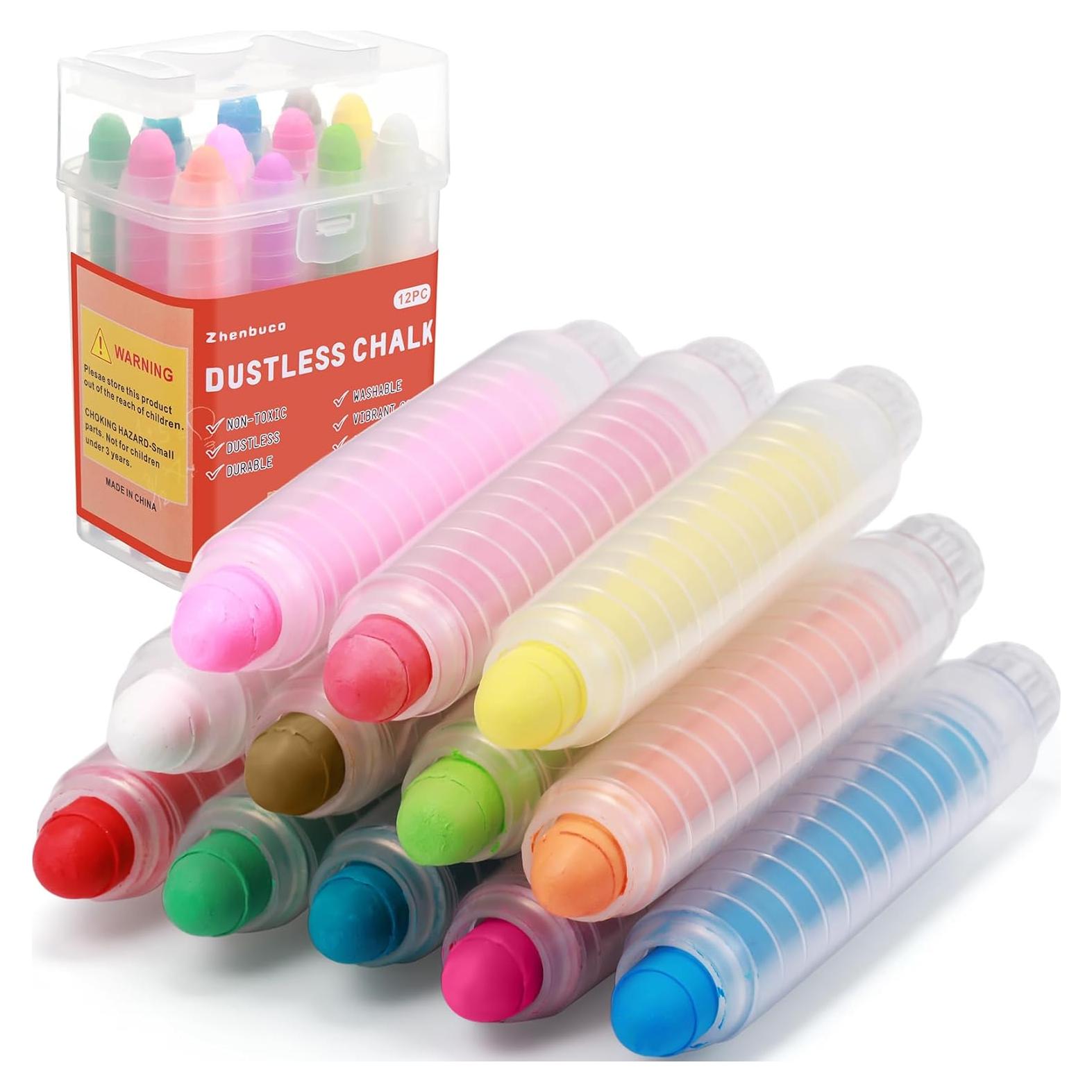 Tiza Sin Polvo Zhenbuco - 12 Colores Lavables para Niños