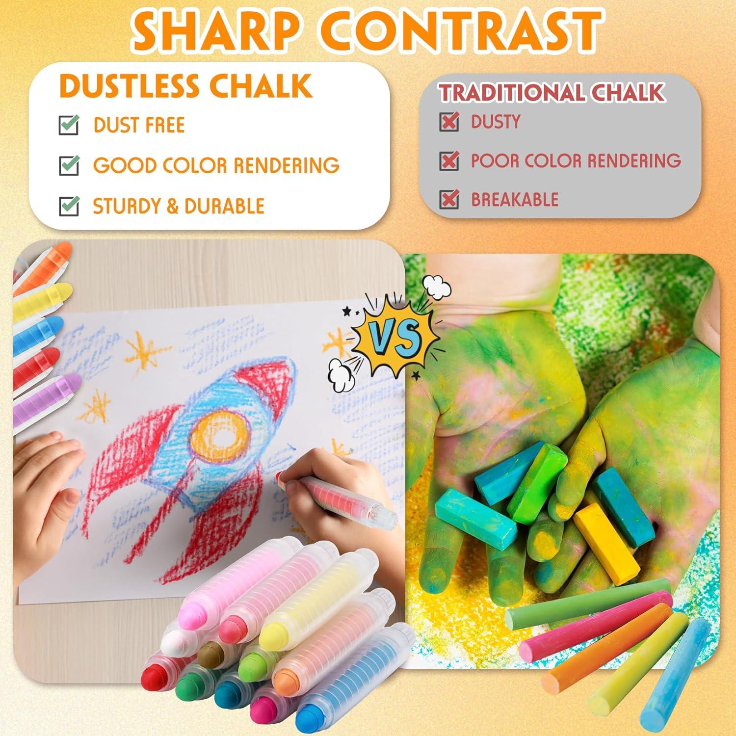 Tiza Sin Polvo Zhenbuco - 12 Colores Lavables para Niños