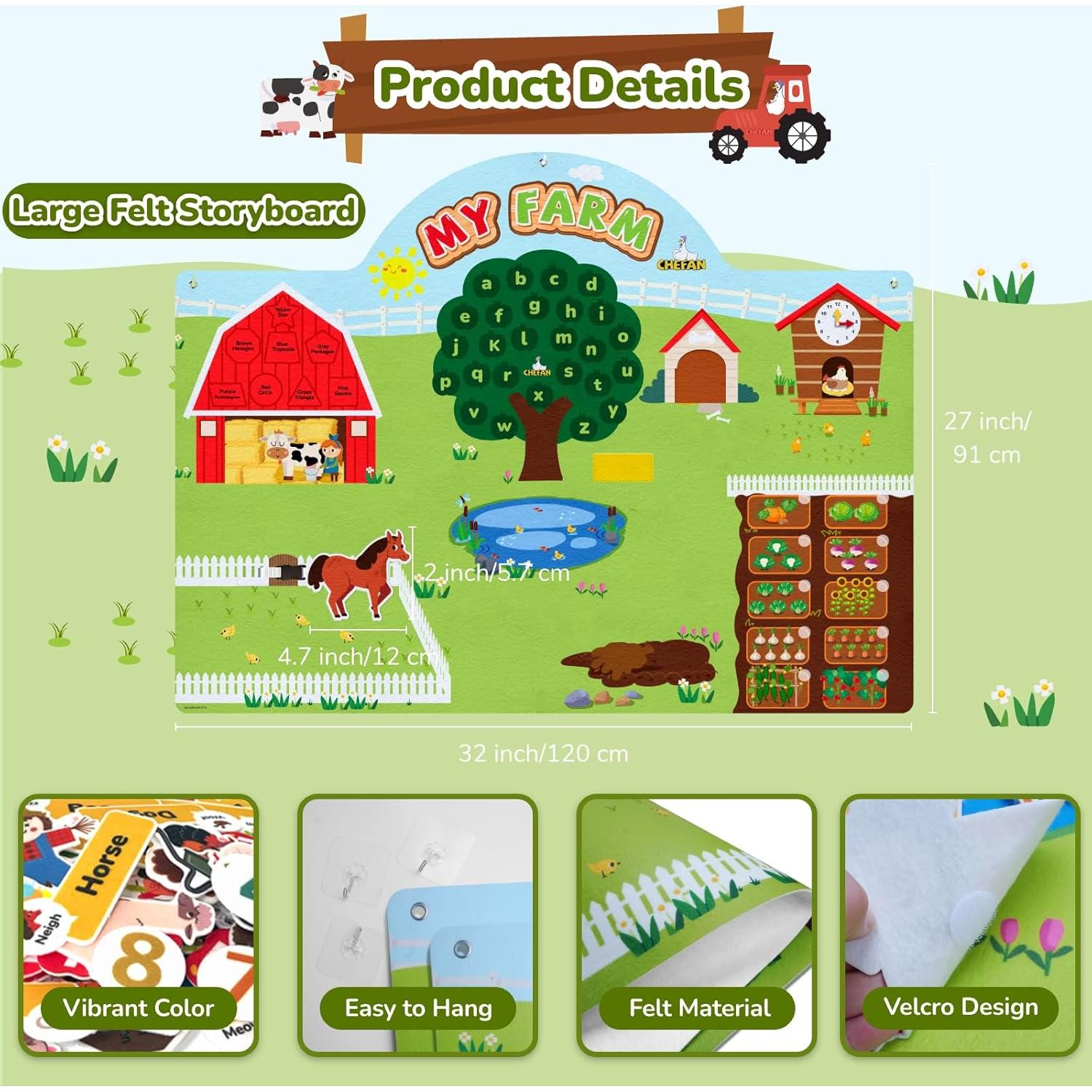 Conjunto de Tablero de Cuentos de Fieltro CHEFAN 99 Piezas