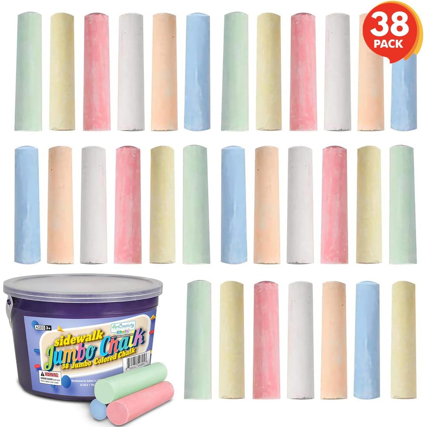 Tiza de Acera Jumbo ArtCreativity 38 Piezas Lavable para Niños