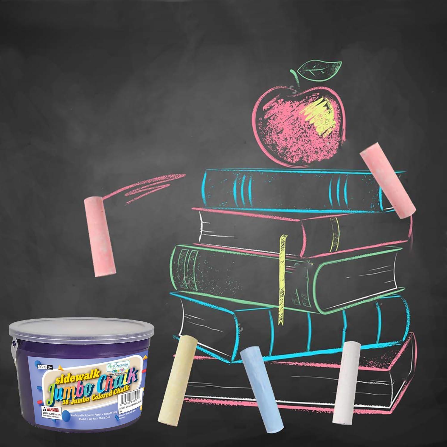 Tiza de Acera Jumbo ArtCreativity 38 Piezas Lavable para Niños