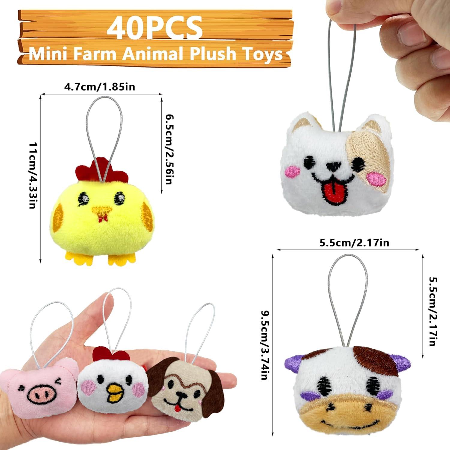 Juego de 40 Juguetes de Peluche Mini Animales de Granja