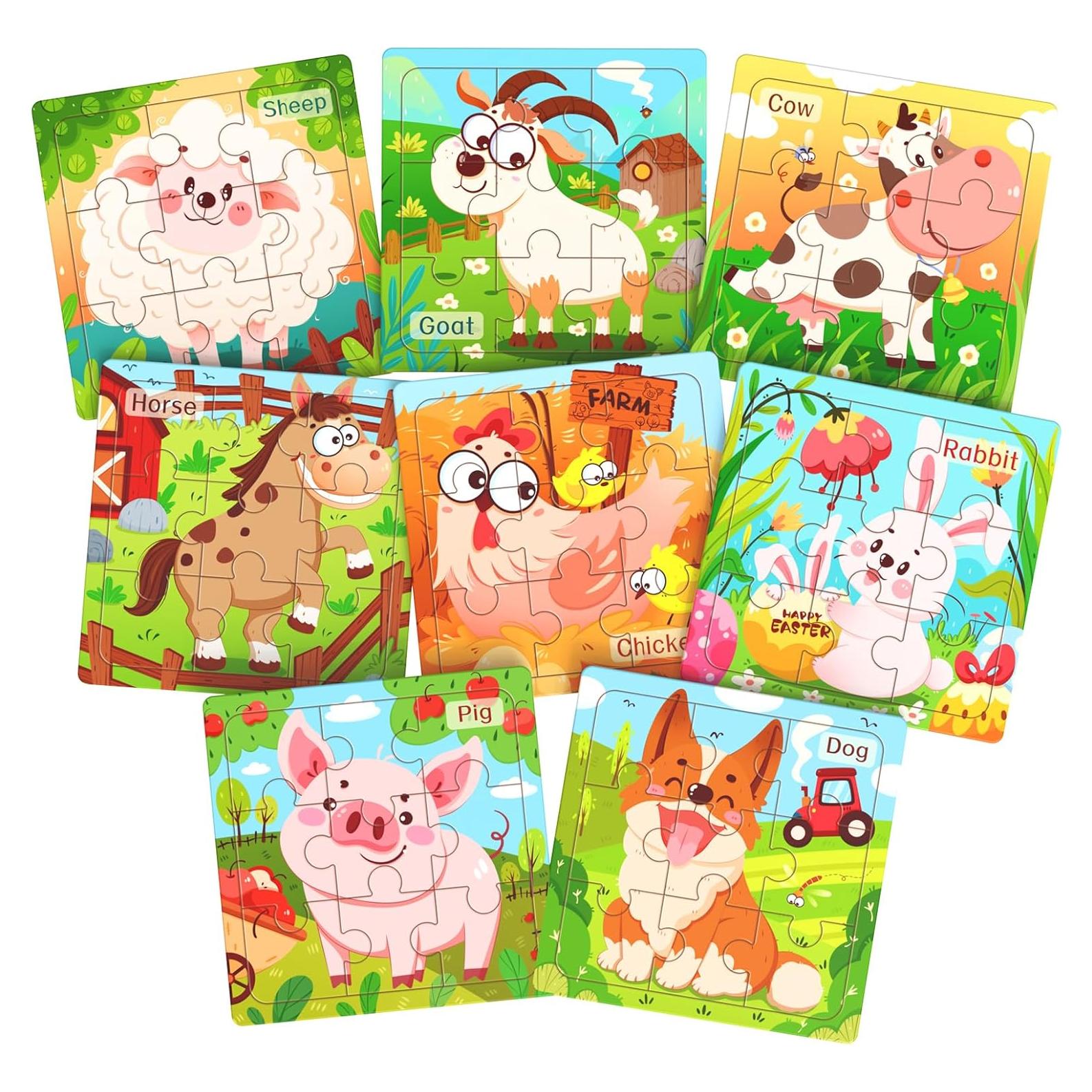 Rompecabezas de Madera para Niños Zeoddler - 8 Animales de Granja