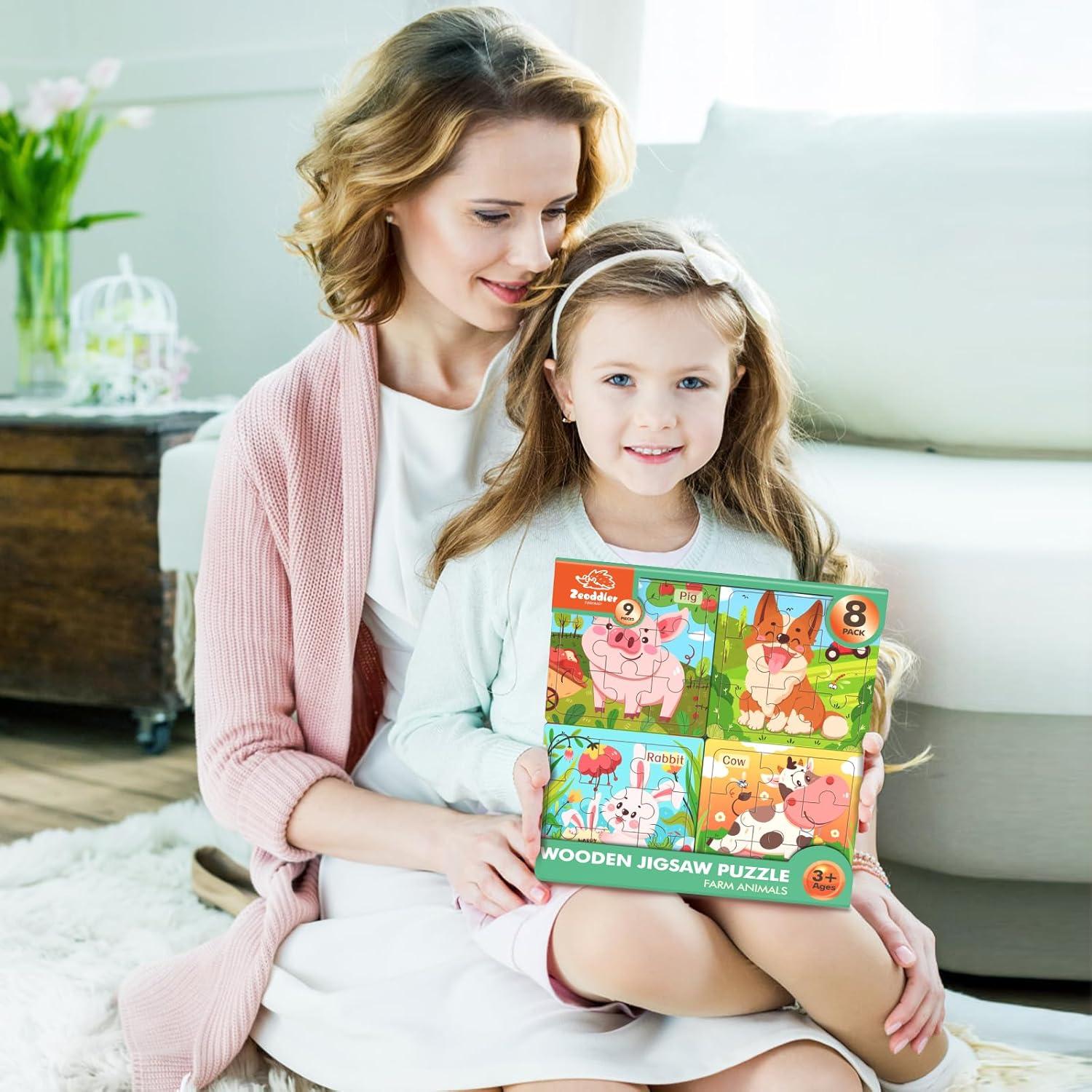 Rompecabezas de Madera para Niños Zeoddler - 8 Animales de Granja