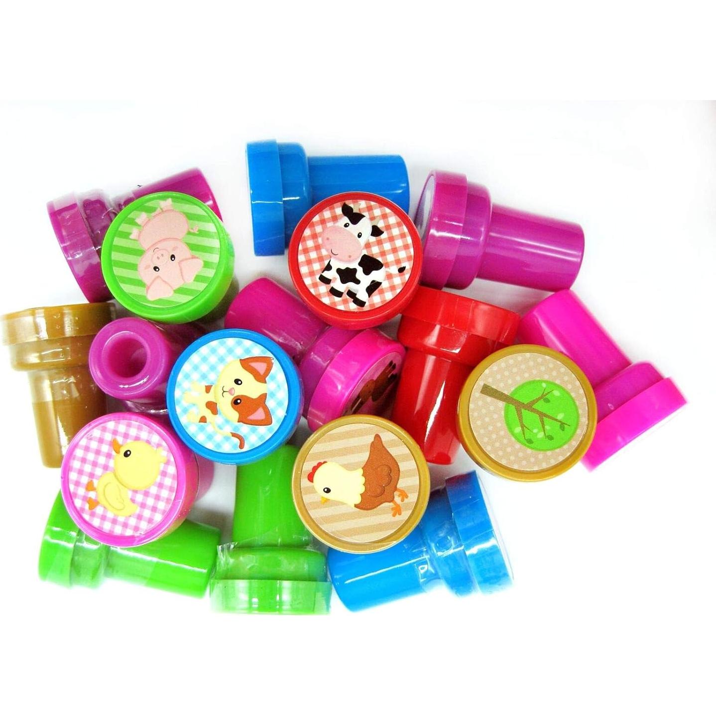 Sellos de Plástico y Goma de Animales de Granja TINYMILLS - 24 Pcs