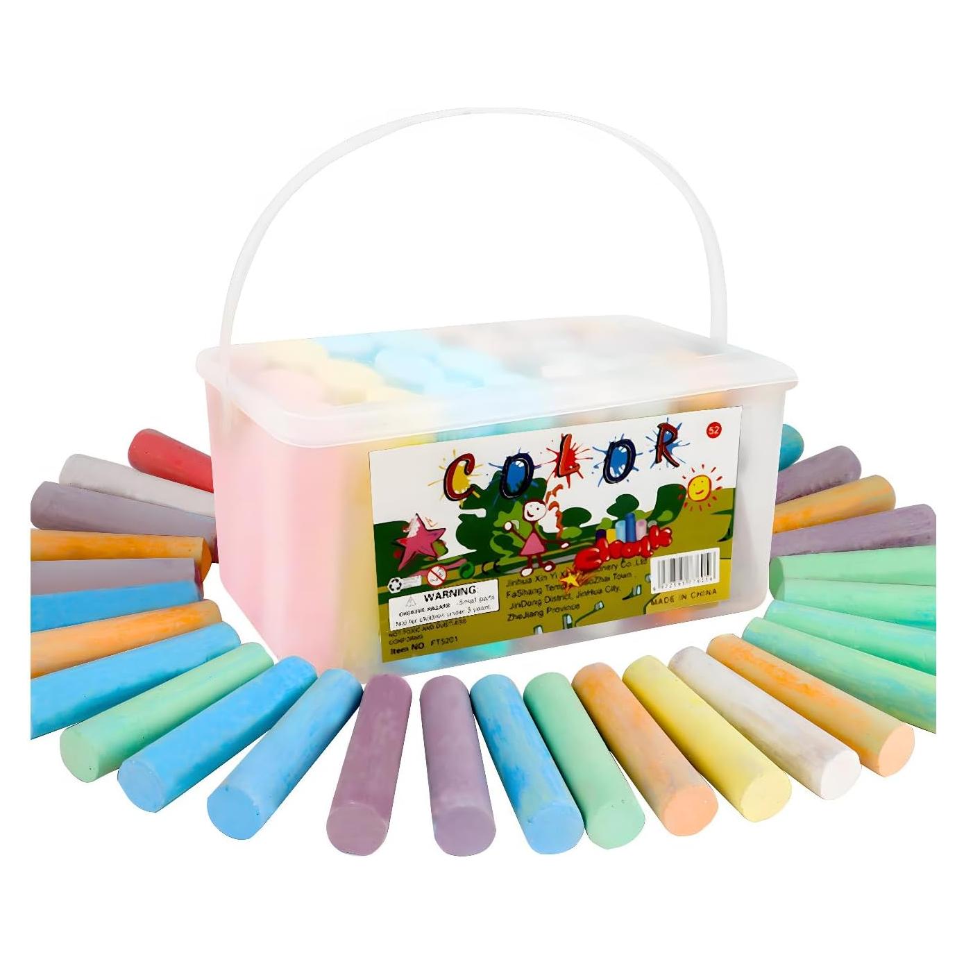 Tiza de Acera Lavable YFMJDK - 52 Piezas Multicolor No Tóxica