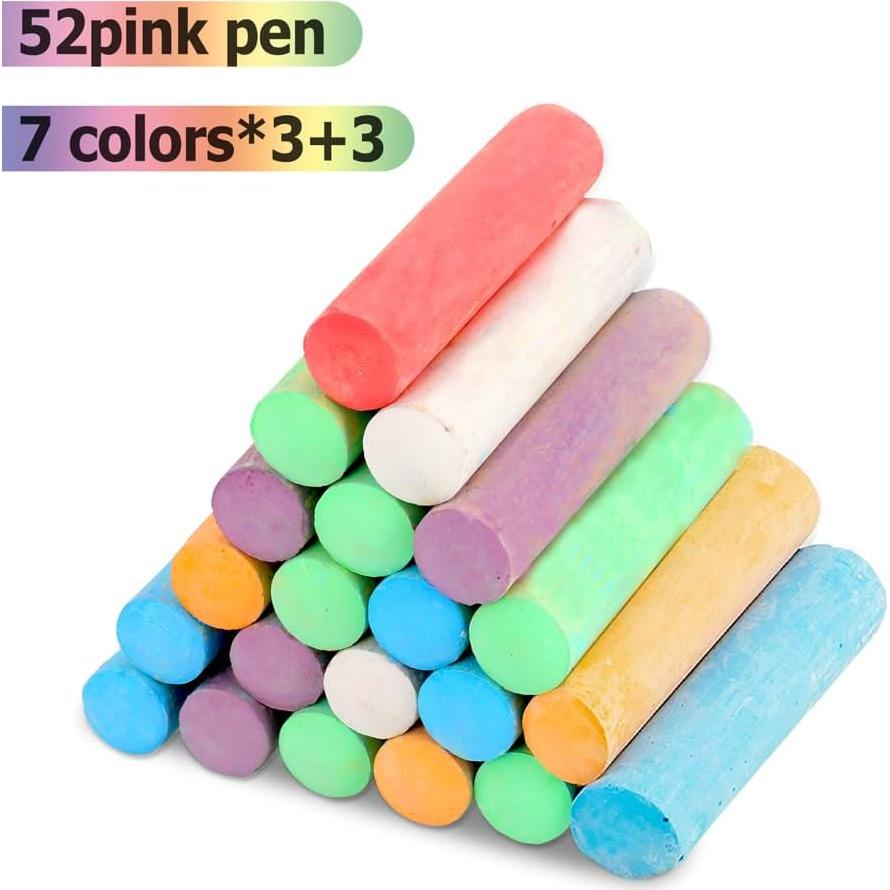 Tiza de Acera Lavable YFMJDK - 52 Piezas Multicolor No Tóxica