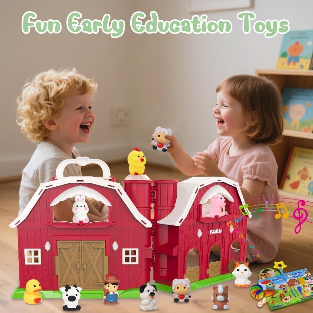Gran Granja Musical Roja Kimicare con Animales y Libro