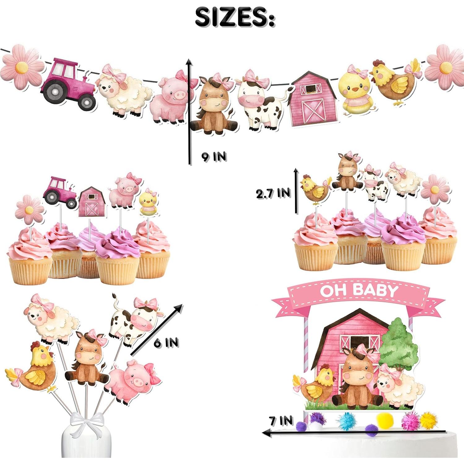 Juego de Decoración para Baby Shower Animales de Granja PC