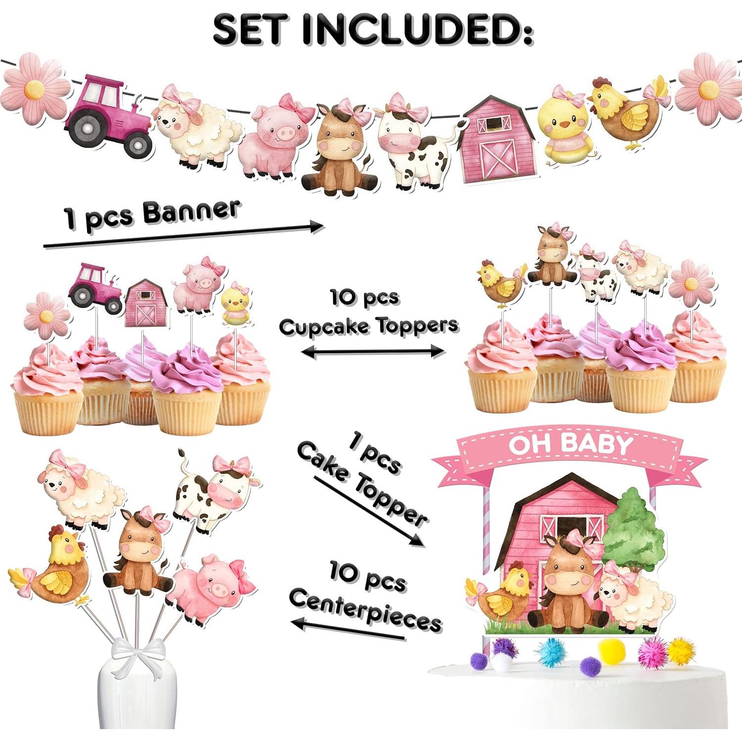 Juego de Decoración para Baby Shower Animales de Granja PC