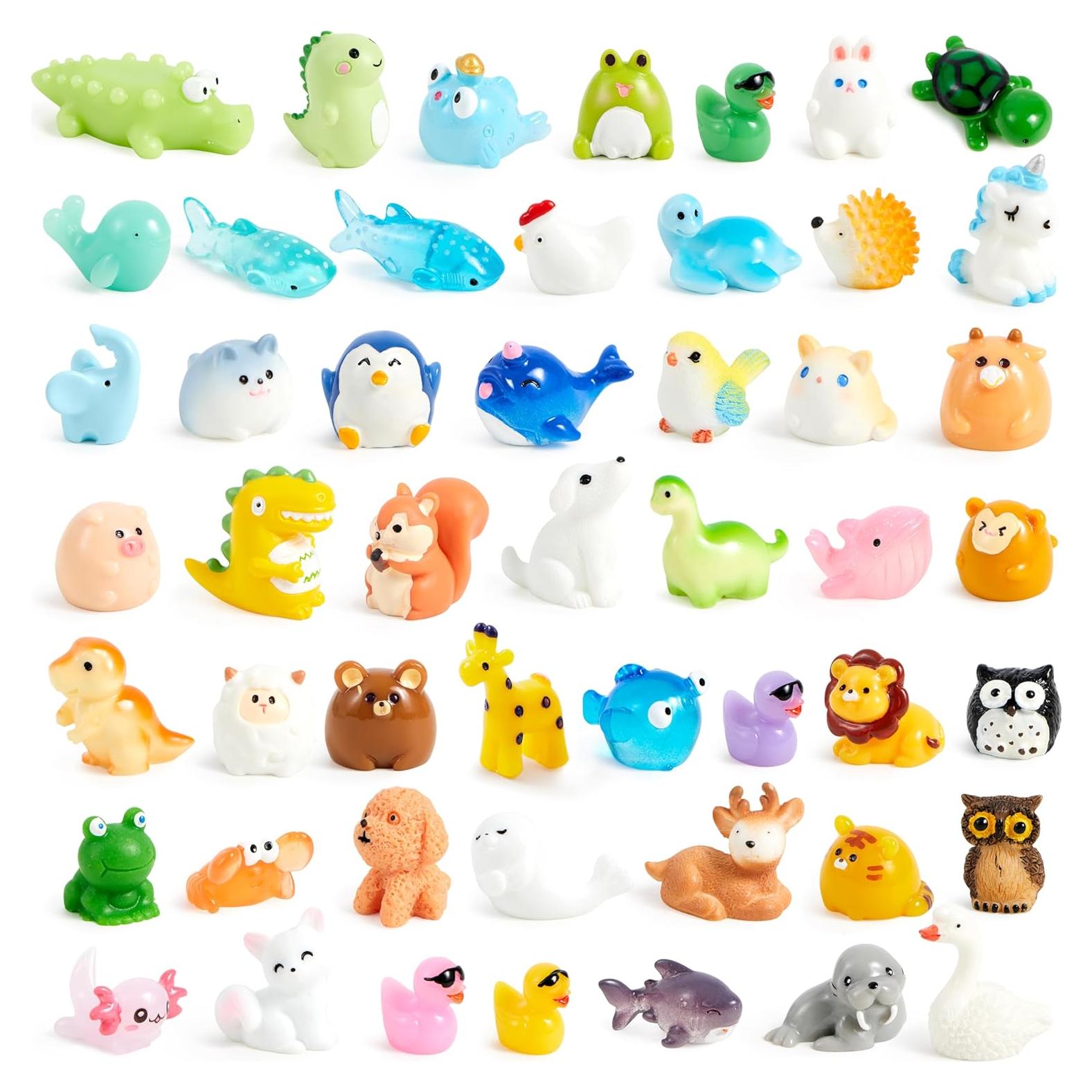 Conjunto de 50 Mini Figuras de Animales de Resina Joyin
