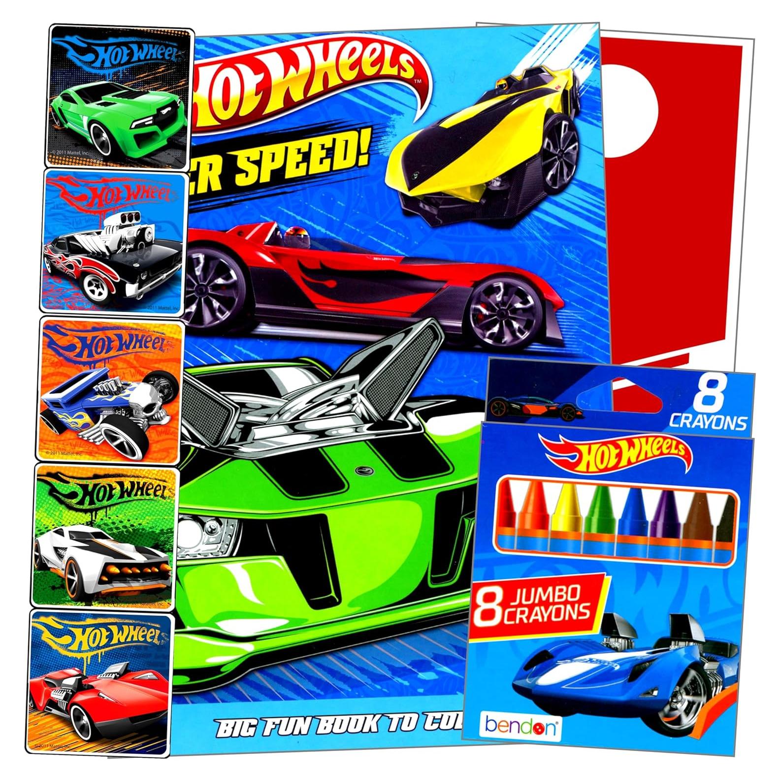 Juego de Colorear Hot Wheels - Libro, Stickers y Colgador
