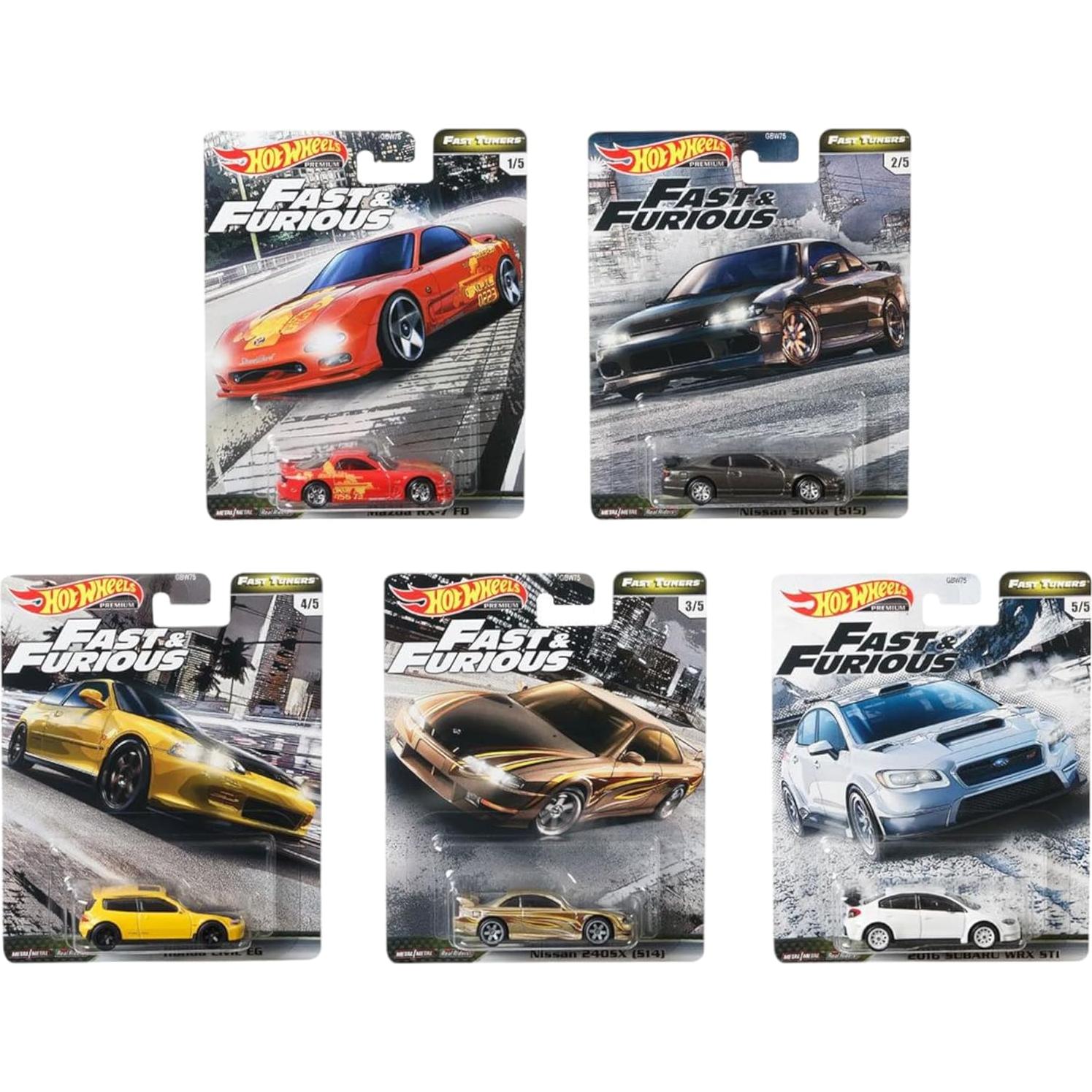 Hot Wheels Rápido y Furioso Die Cast Premium Tuners - 5 Autos