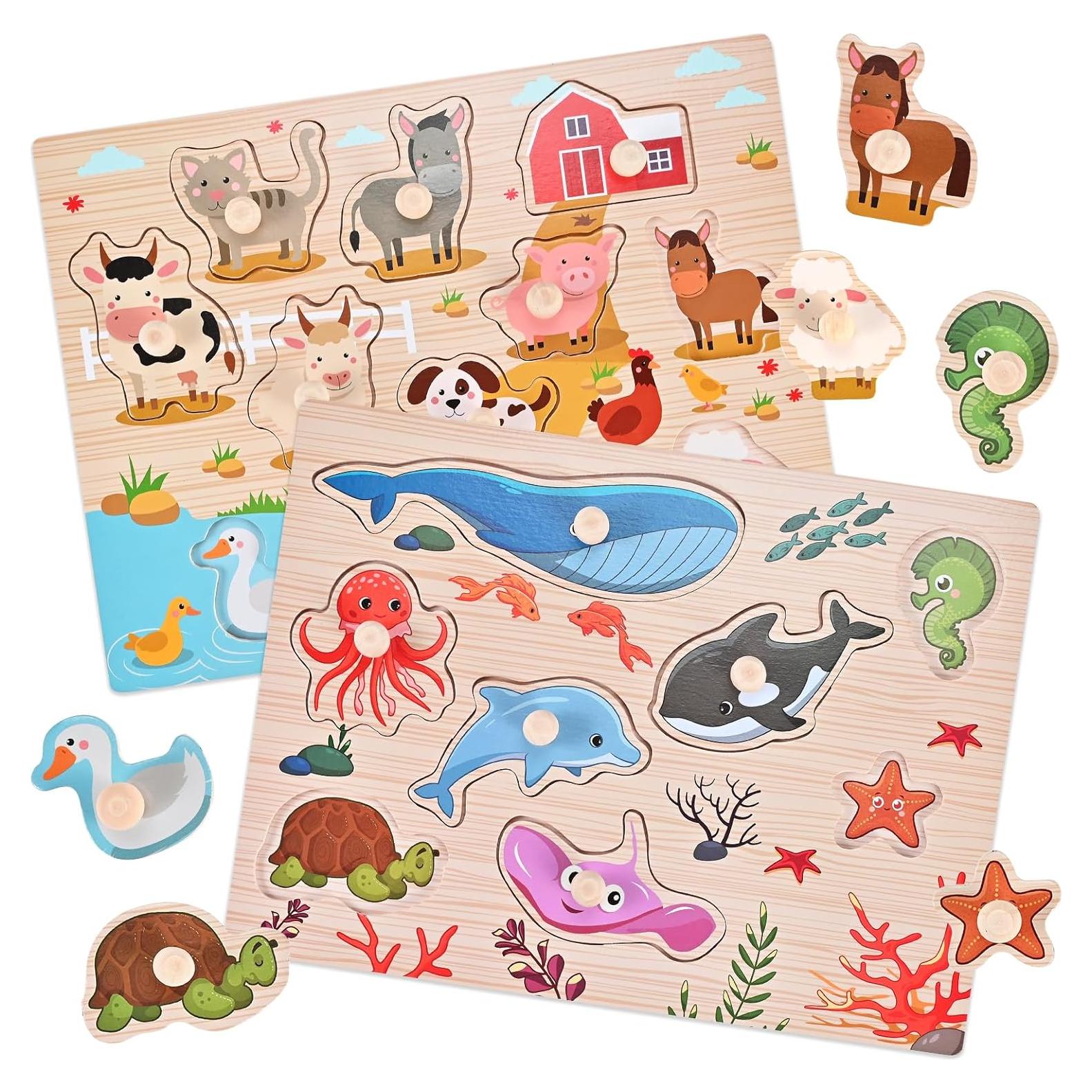 Rompecabezas de Clavos de Madera Wooderma para Niños 1-3 Años