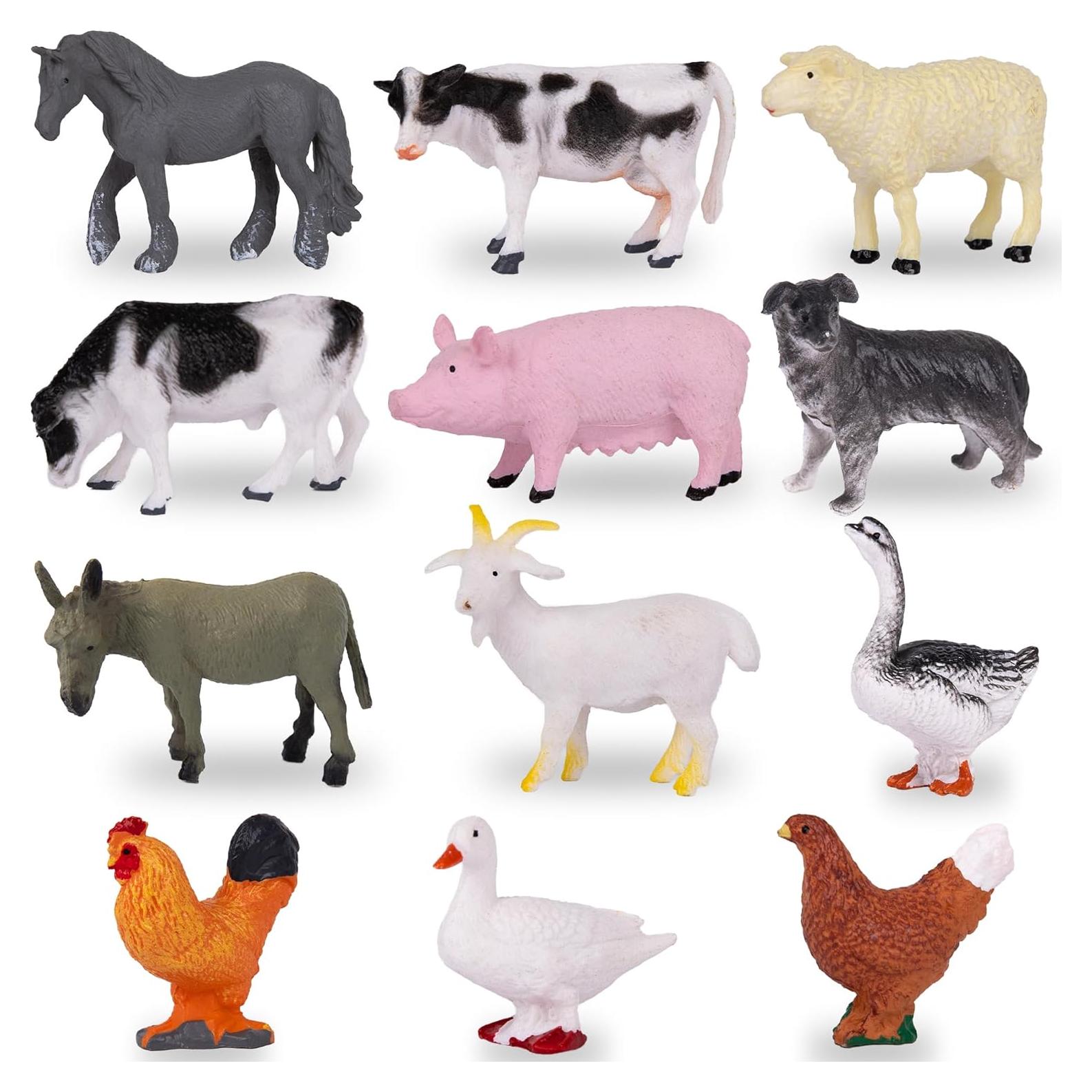 Set de 12 Figuritas de Animales de Granja ArtCreativity - Toppers Realistas de 5.08 cm