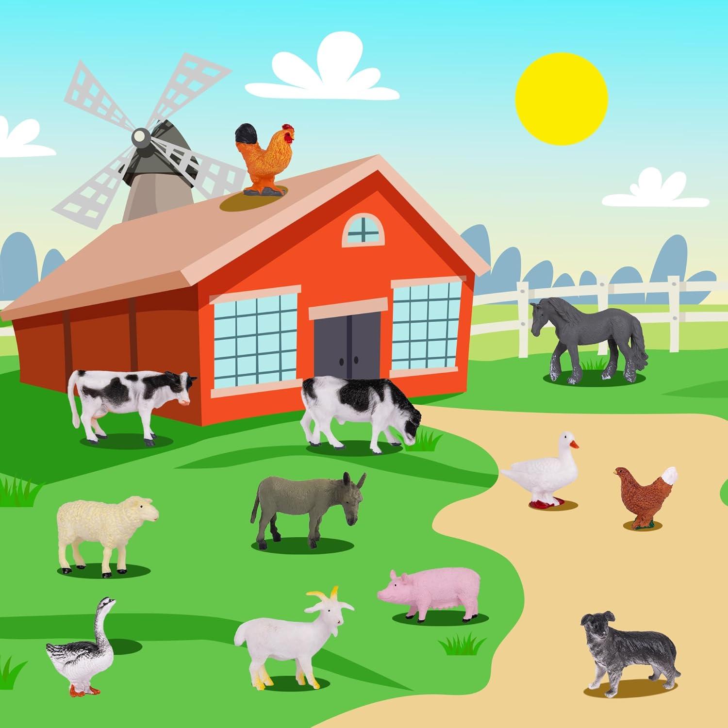 Set de 12 Figuritas de Animales de Granja ArtCreativity - Toppers Realistas de 5.08 cm