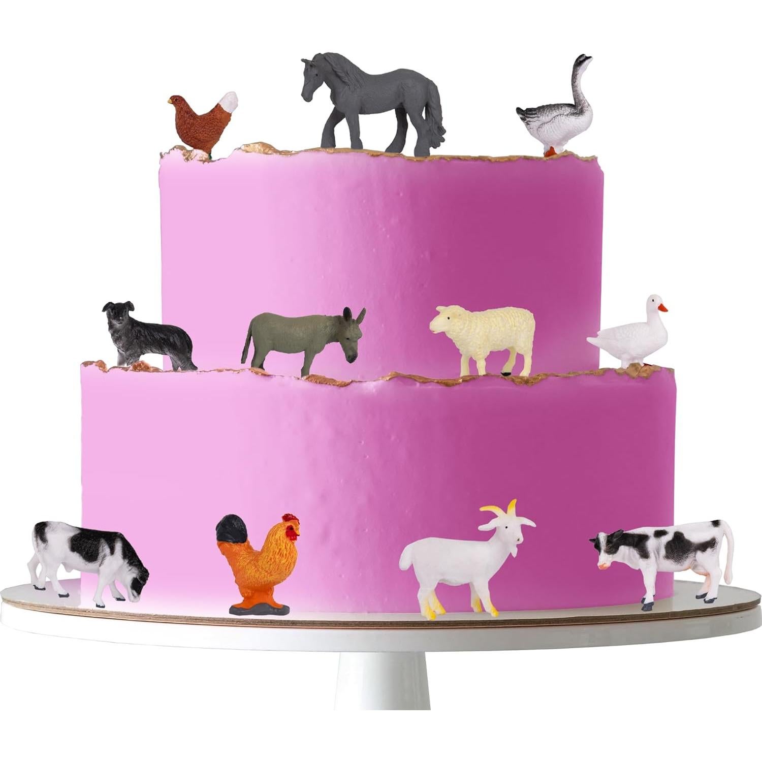 Set de 12 Figuritas de Animales de Granja ArtCreativity - Toppers Realistas de 5.08 cm