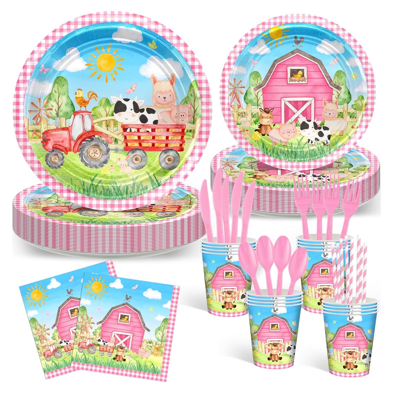 Set de Fiesta de Cumpleaños Granja Rosa Avezano 192 Piezas