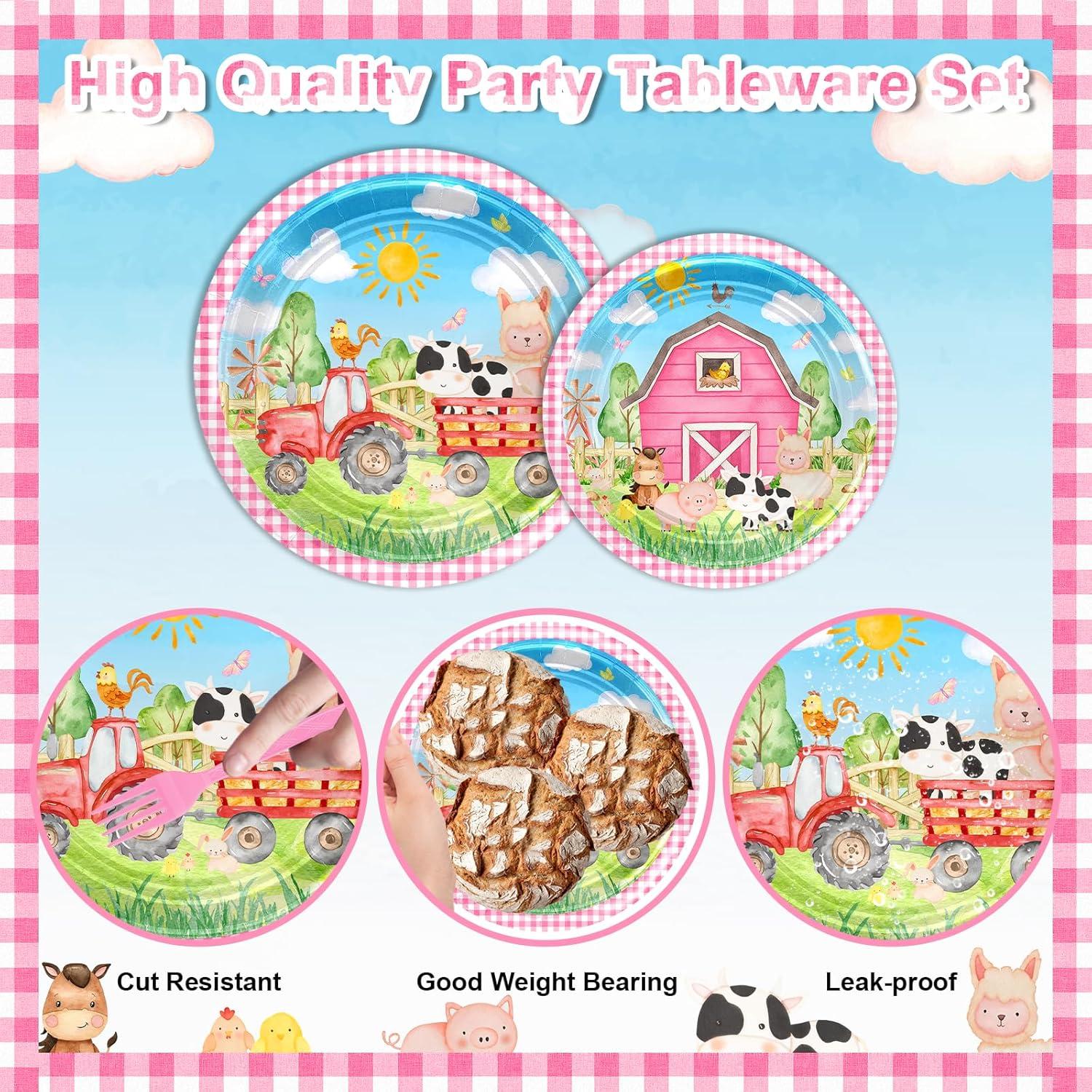 Set de Fiesta de Cumpleaños Granja Rosa Avezano 192 Piezas