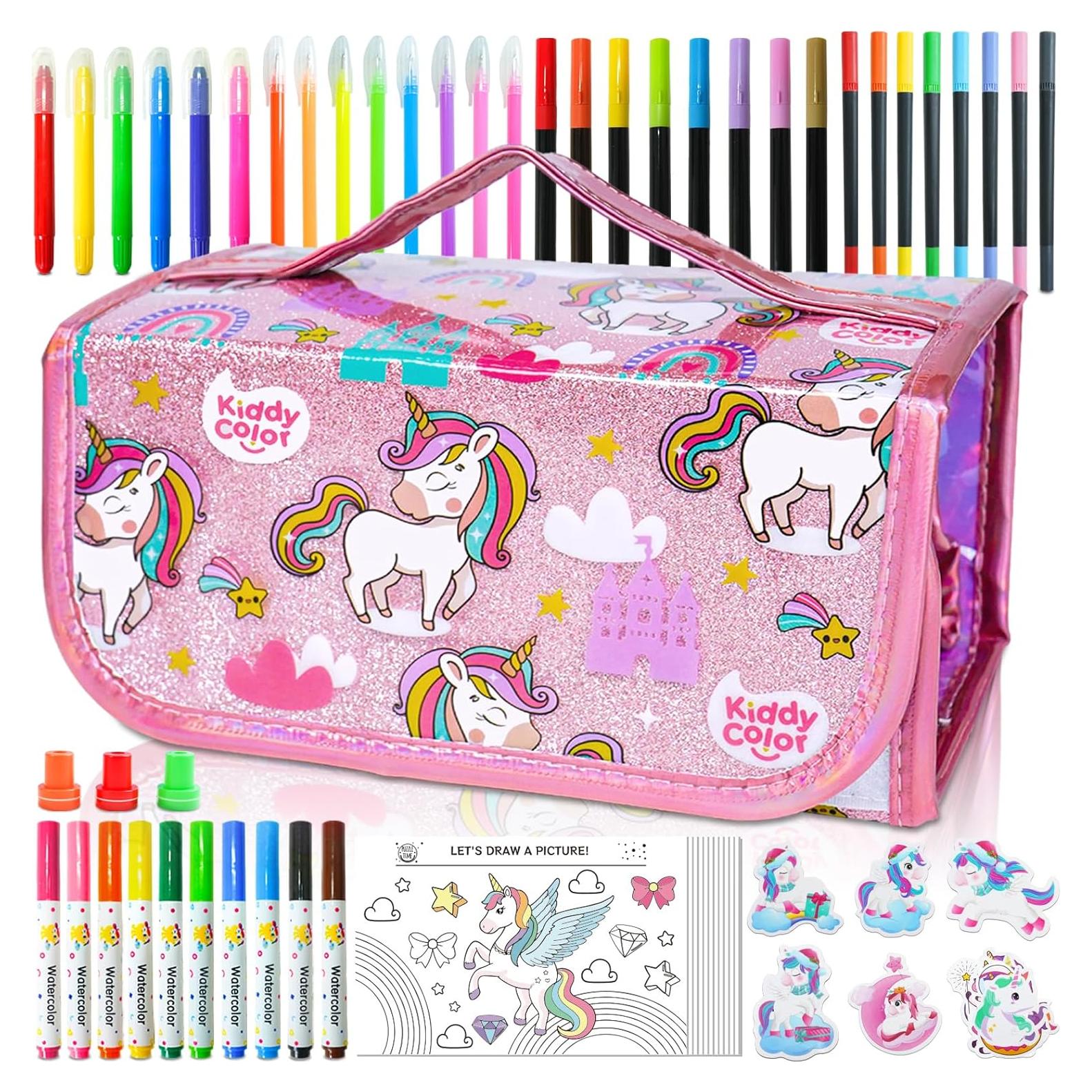 KIDDYCOLOR Juego de Marcadores Lavables Unicornio 69 pcs con Estuche