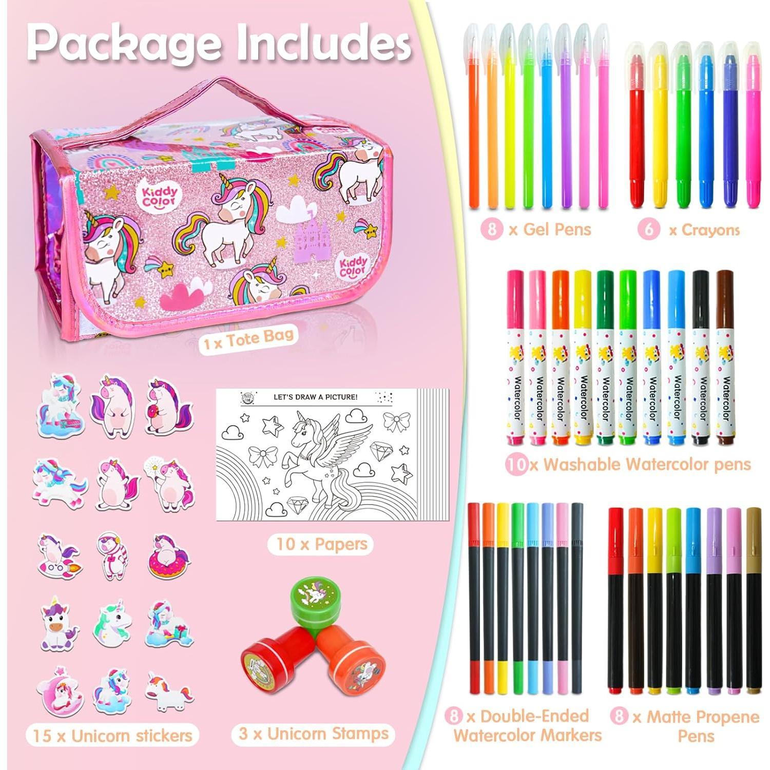 KIDDYCOLOR Juego de Marcadores Lavables Unicornio 69 pcs con Estuche