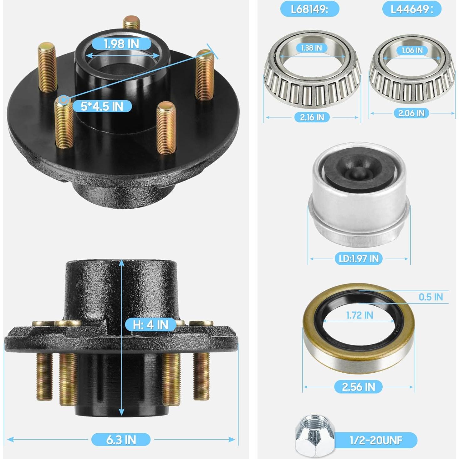 Buje de Rueda de Remolque SEHNSUCHT 4.5" Galvanizado 3500 lb