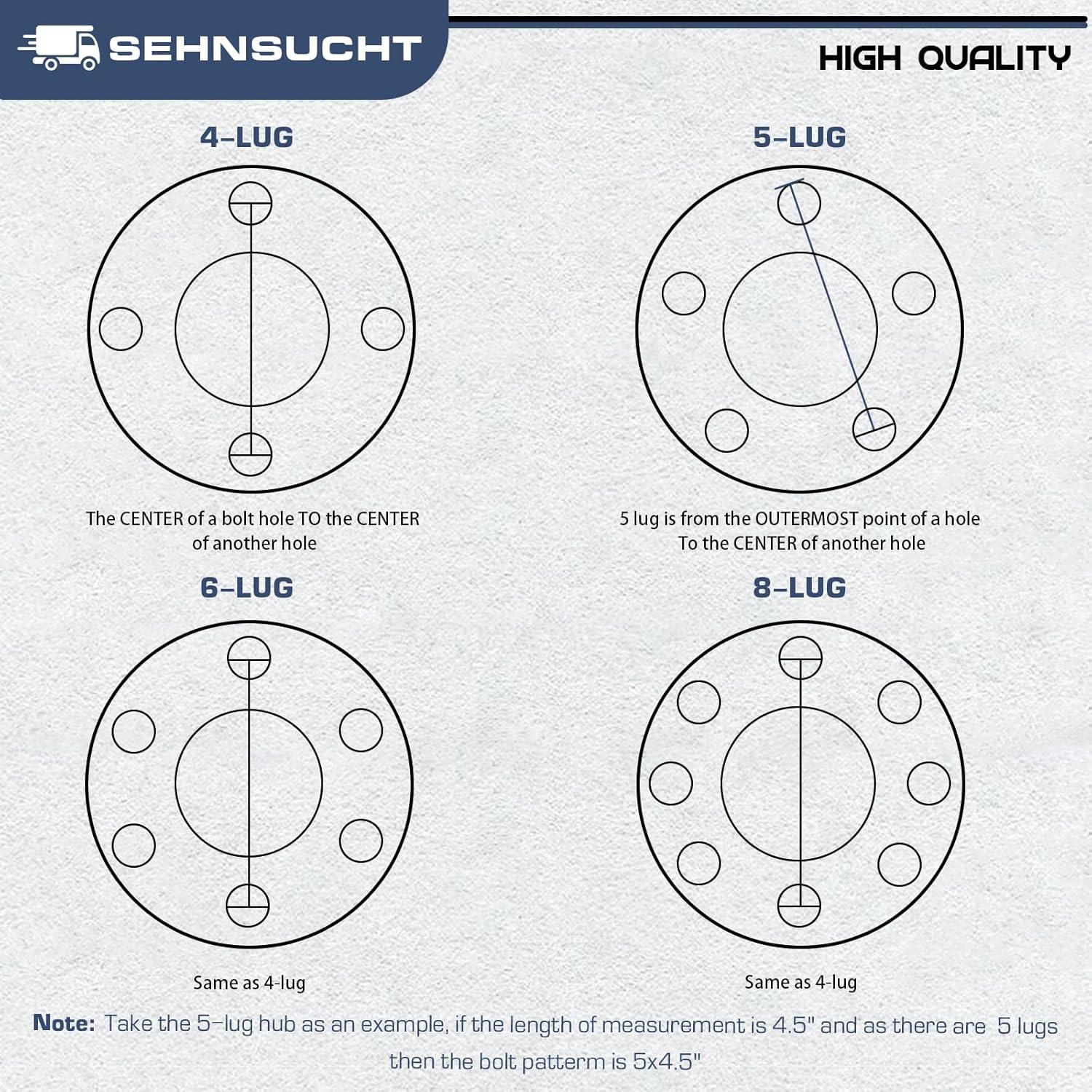Buje de Rueda de Remolque SEHNSUCHT 4.5" Galvanizado 3500 lb