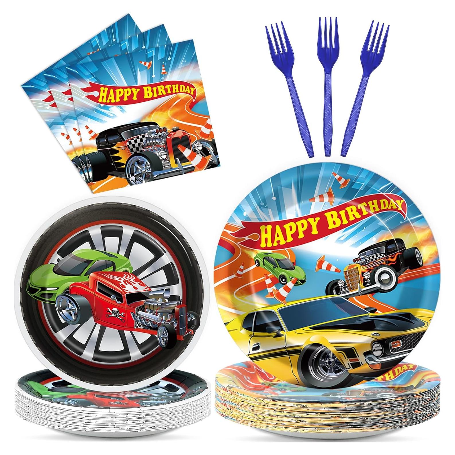 Juego de vajilla desechable Justforjoyful 200 piezas coches