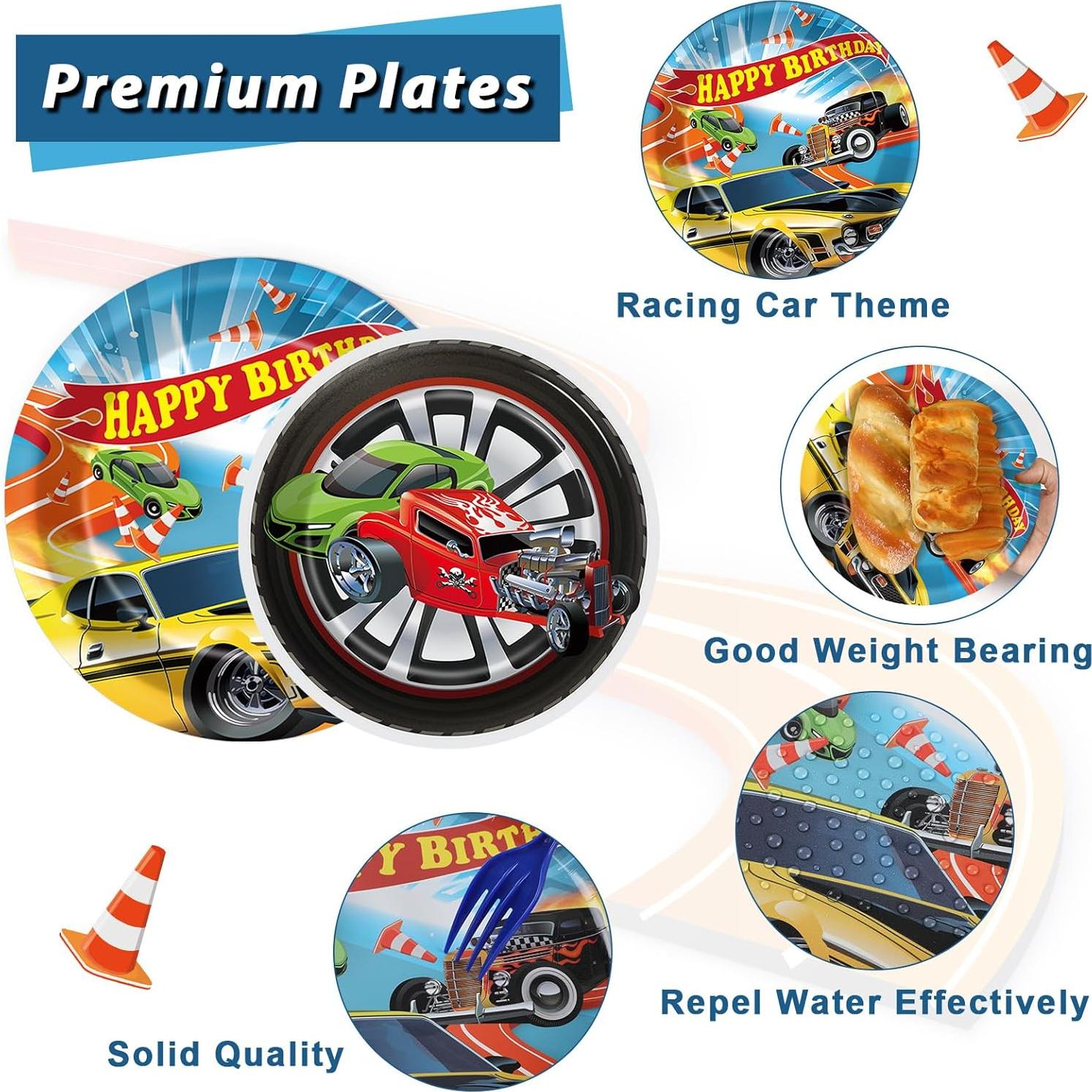 Juego de vajilla desechable Justforjoyful 200 piezas coches