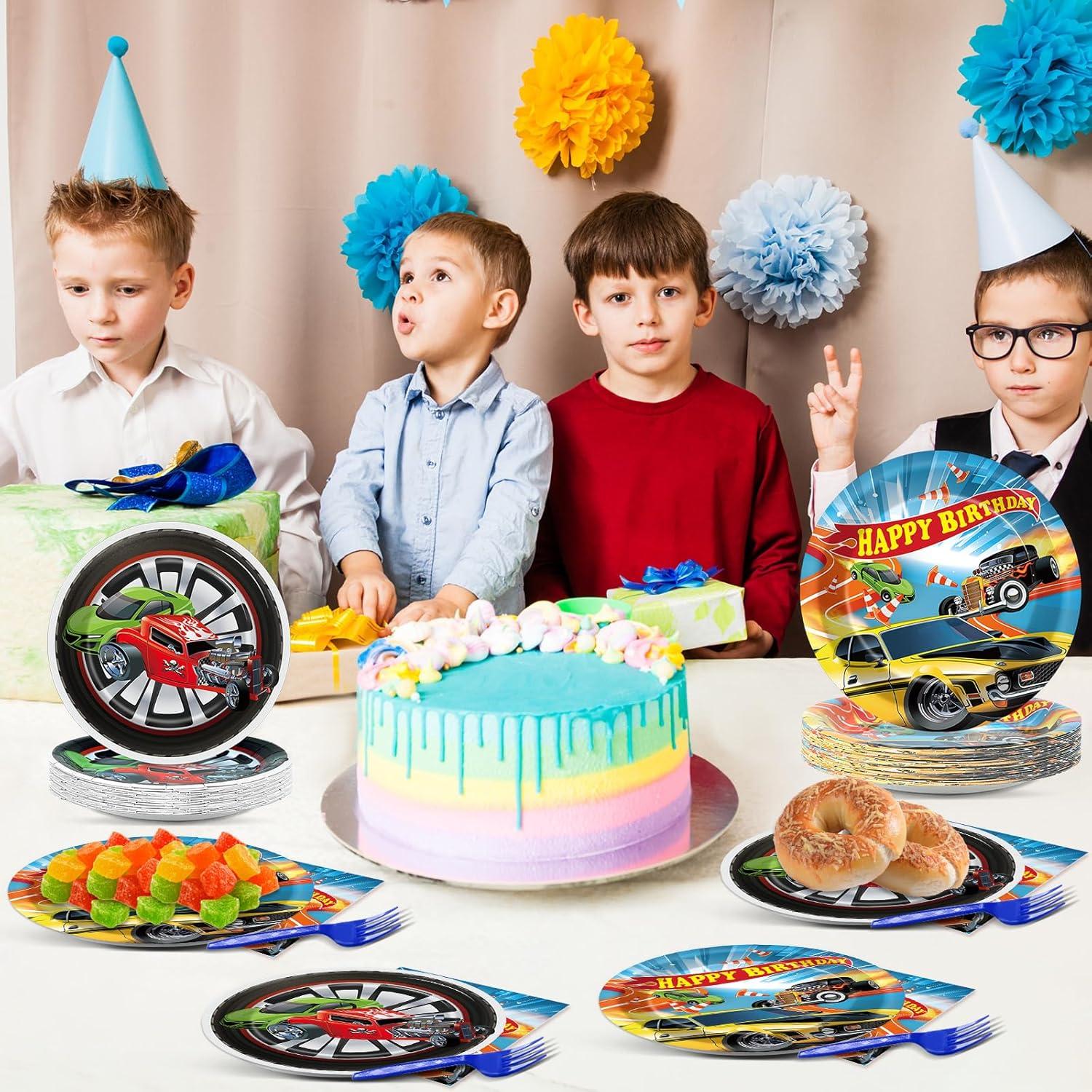 Juego de vajilla desechable Justforjoyful 200 piezas coches