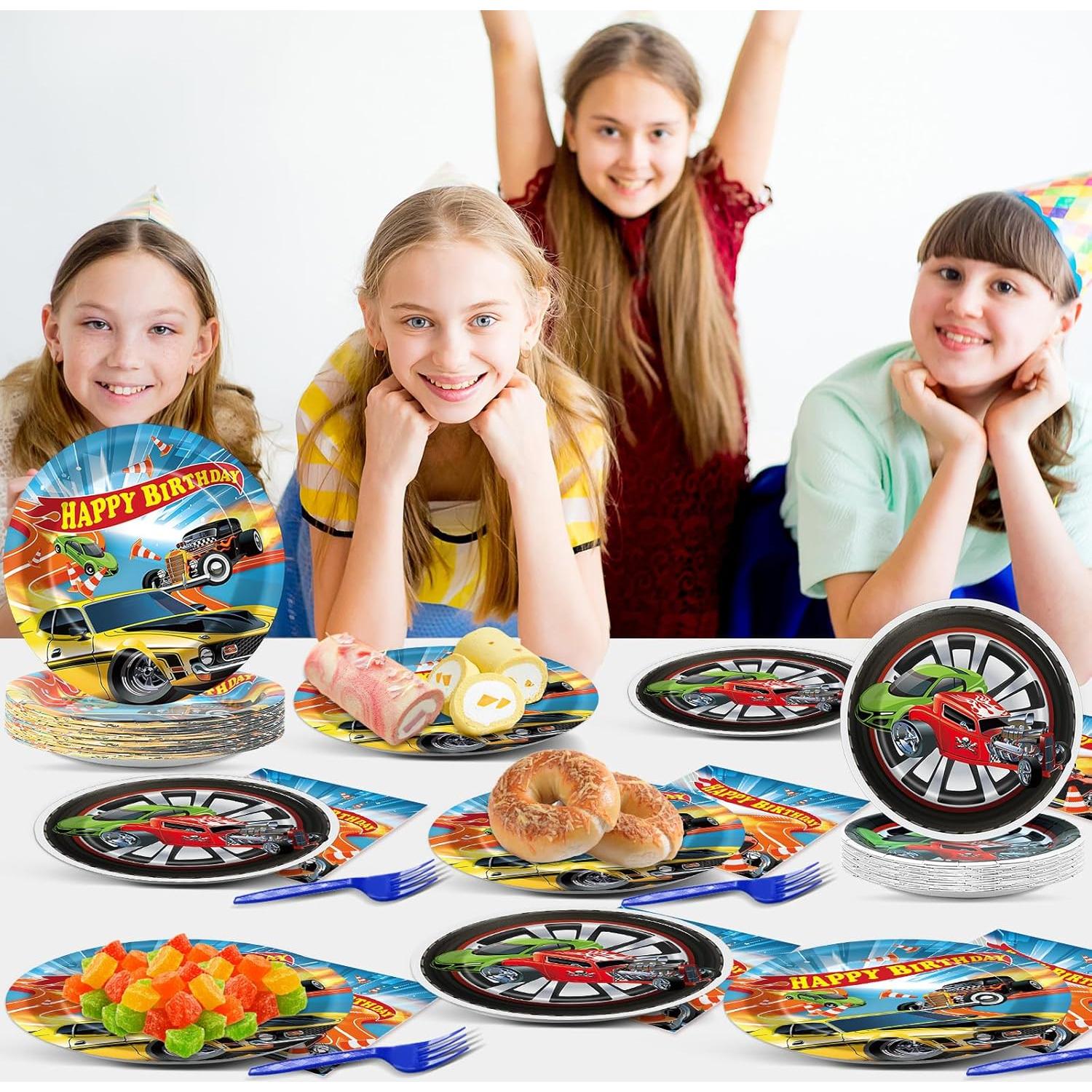 Juego de vajilla desechable Justforjoyful 200 piezas coches